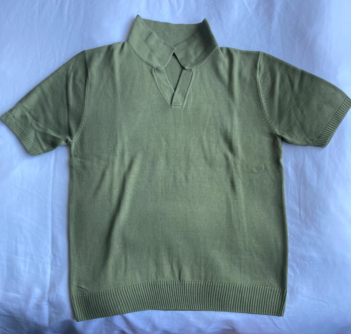 Grounder Knit Polo Shirt - Olive Green - Size M - photo 3