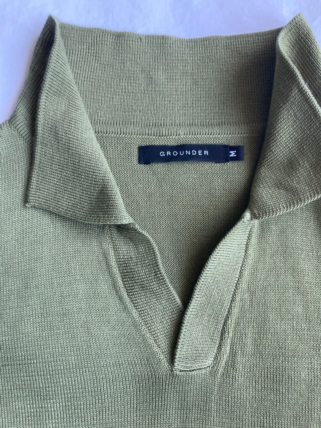 Grounder Knit Polo Shirt - Olive Green - Size M