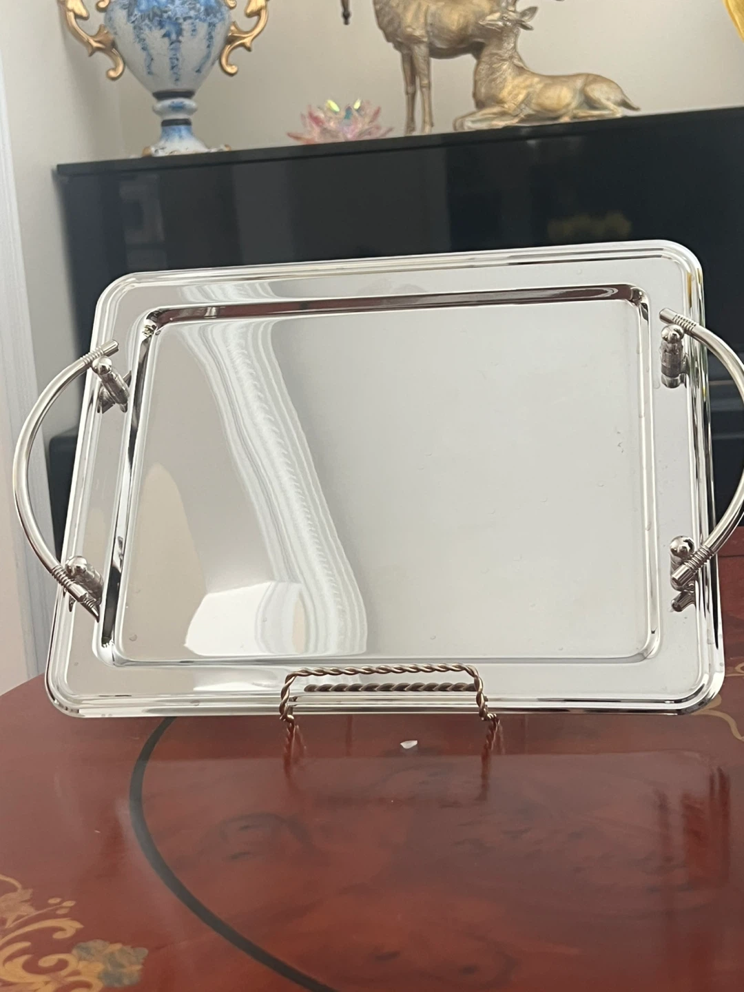 Silver Plated Serving Tray with Handles - photo 2
