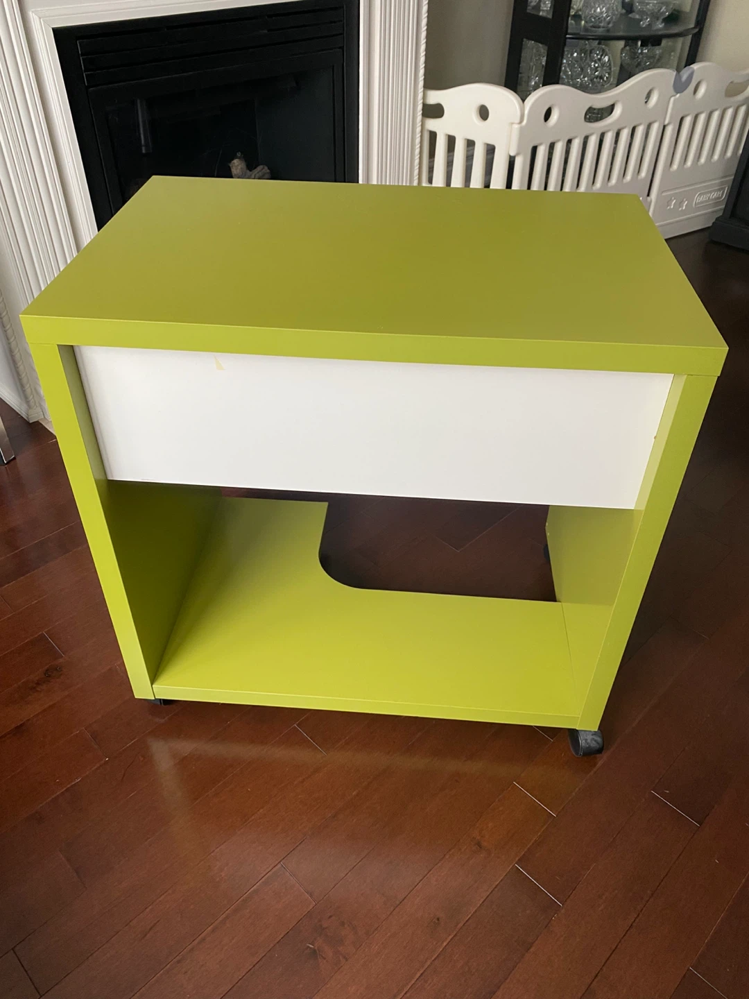 Lime green rolling desk with pull-out keyboard tray - photo 5