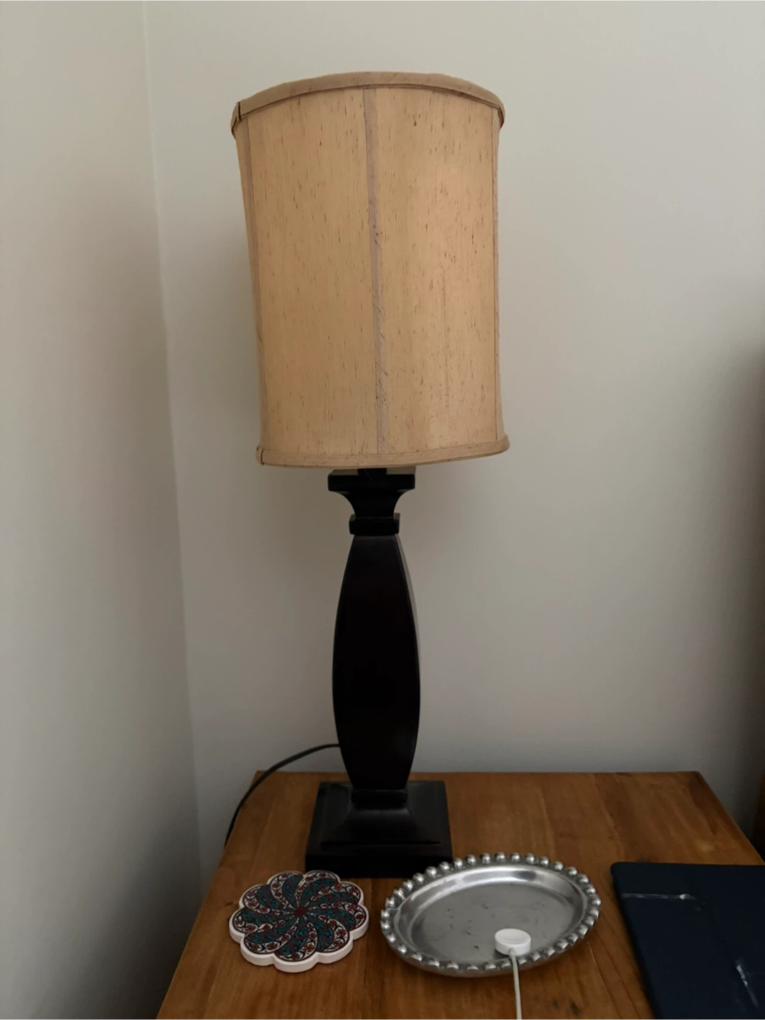 Pair of Brown Table Lamps with Tan Shades - photo 2