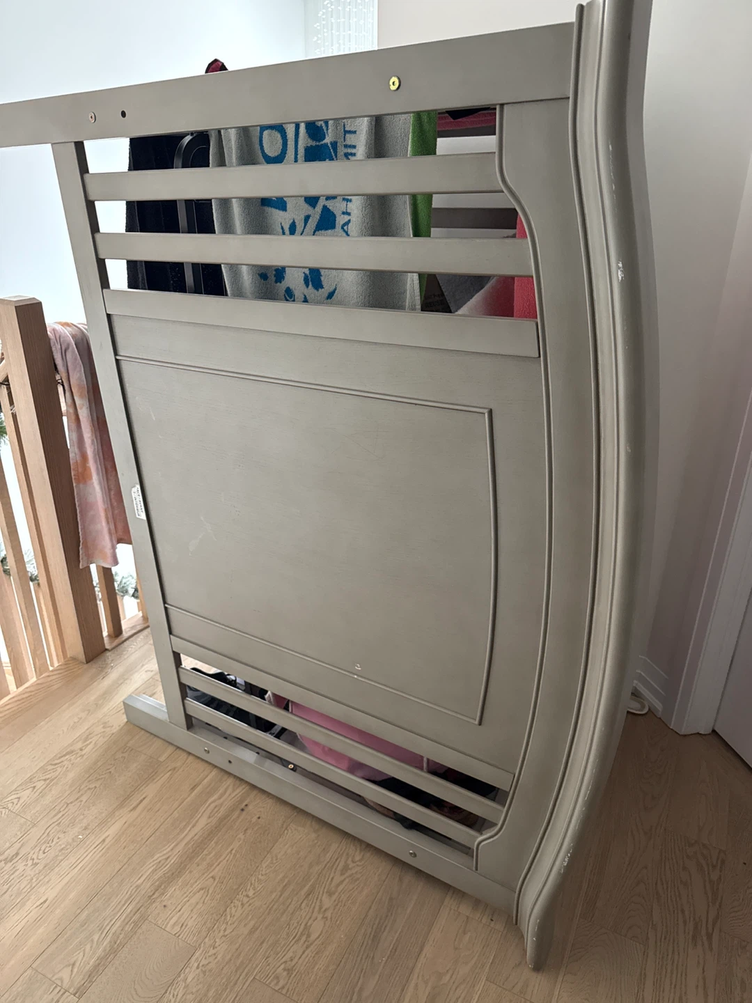 Grey Sleigh Style Baby Crib