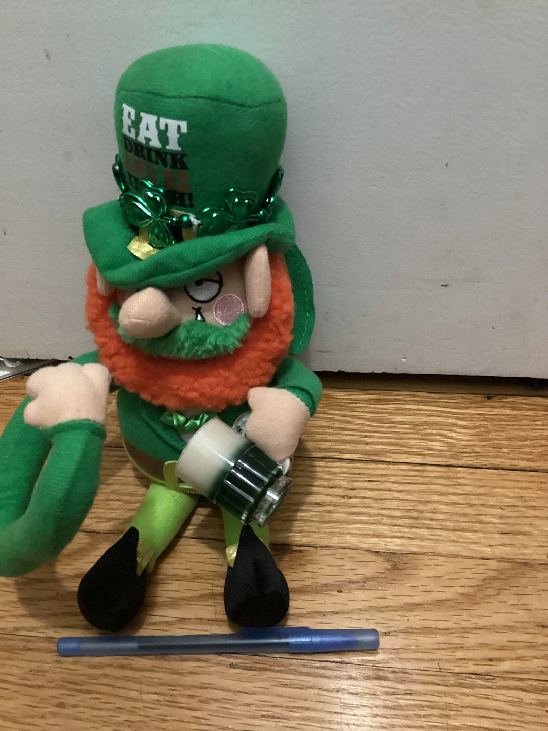 Plush Leprechaun with Beer Mug St. Patrick's Day Toy