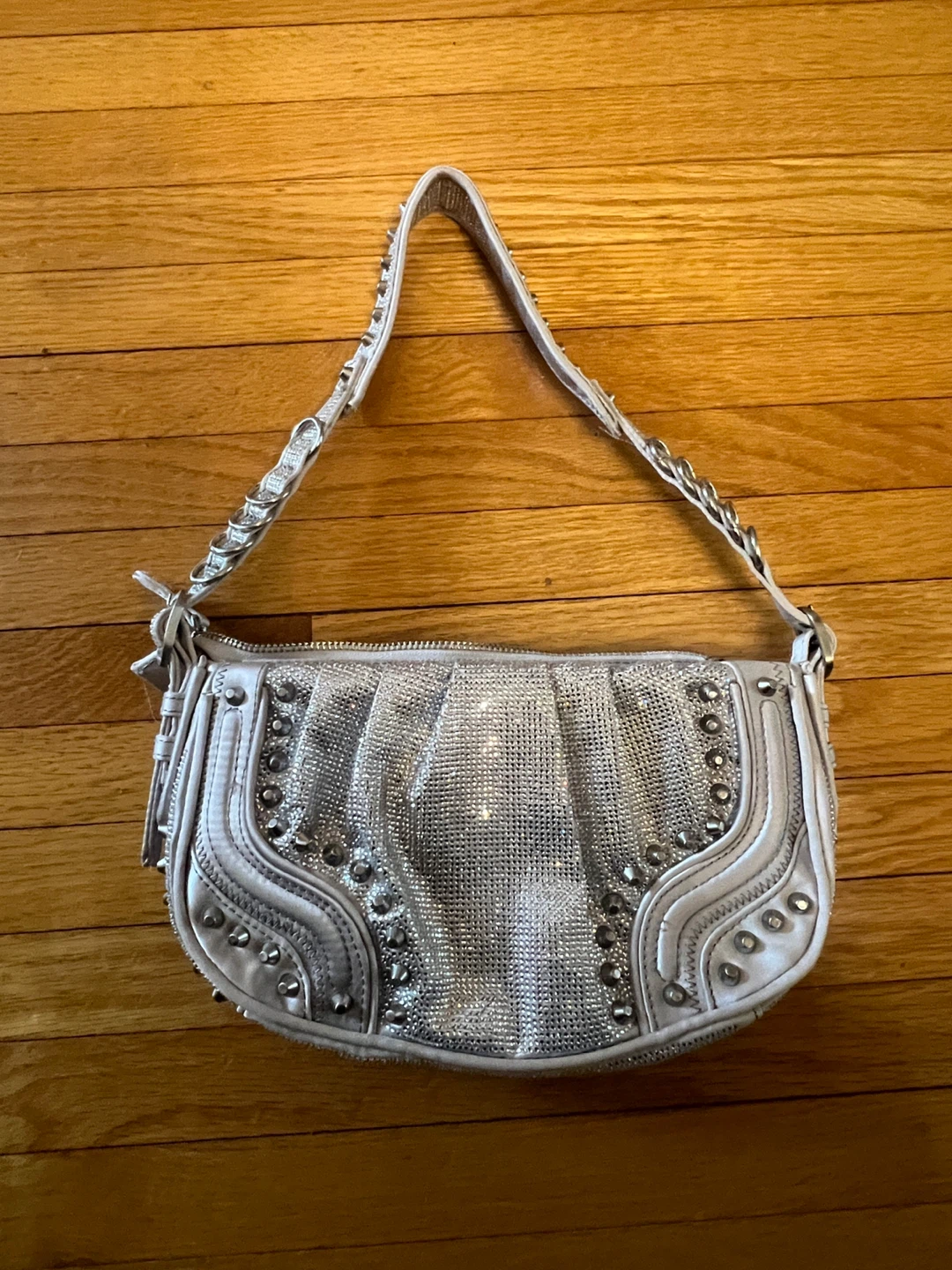 Zara Silver Rhinestone Shoulder Bag
