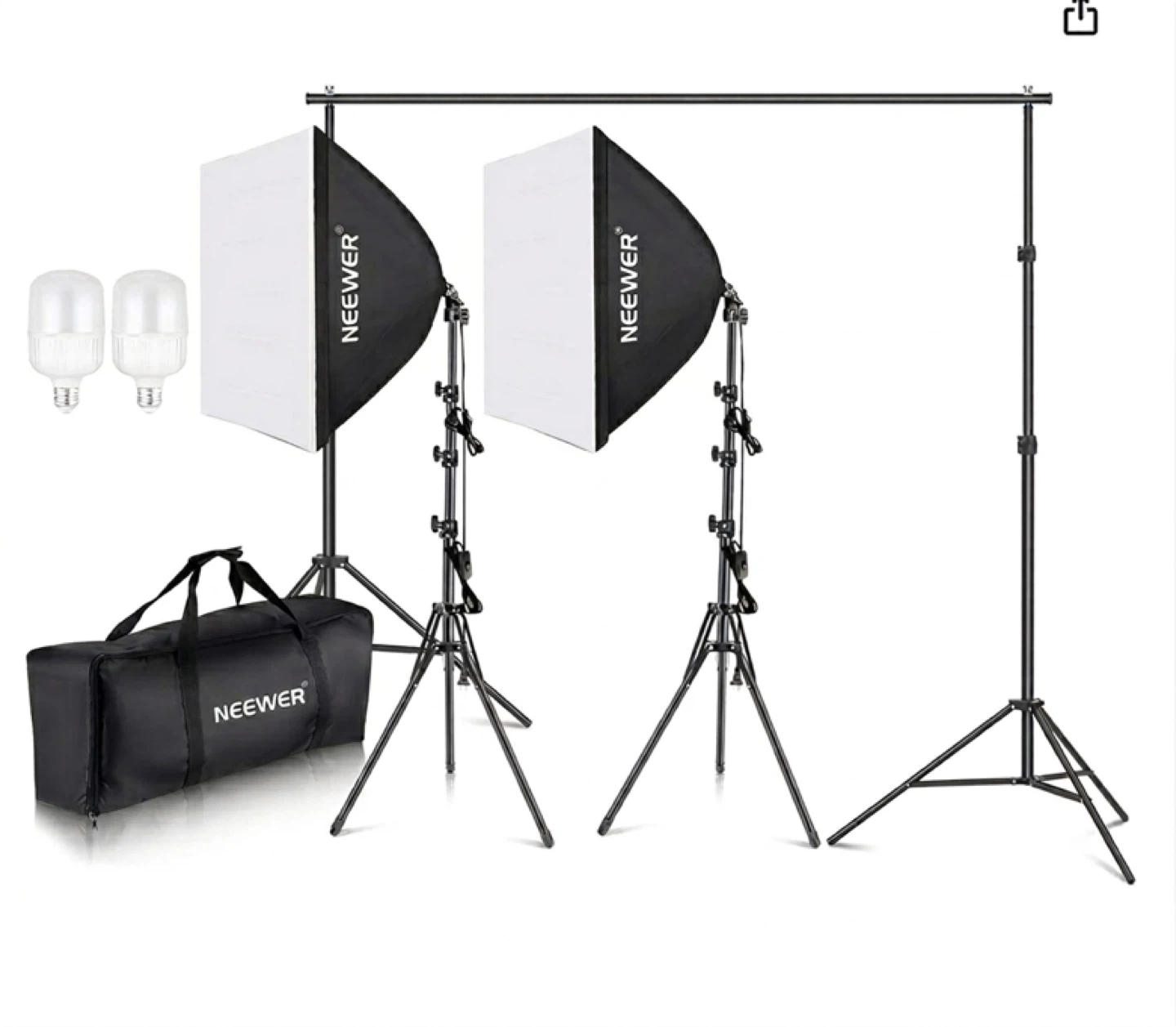 Neewer Softbox Lighting & Background Kit with 2 Light Bulbs