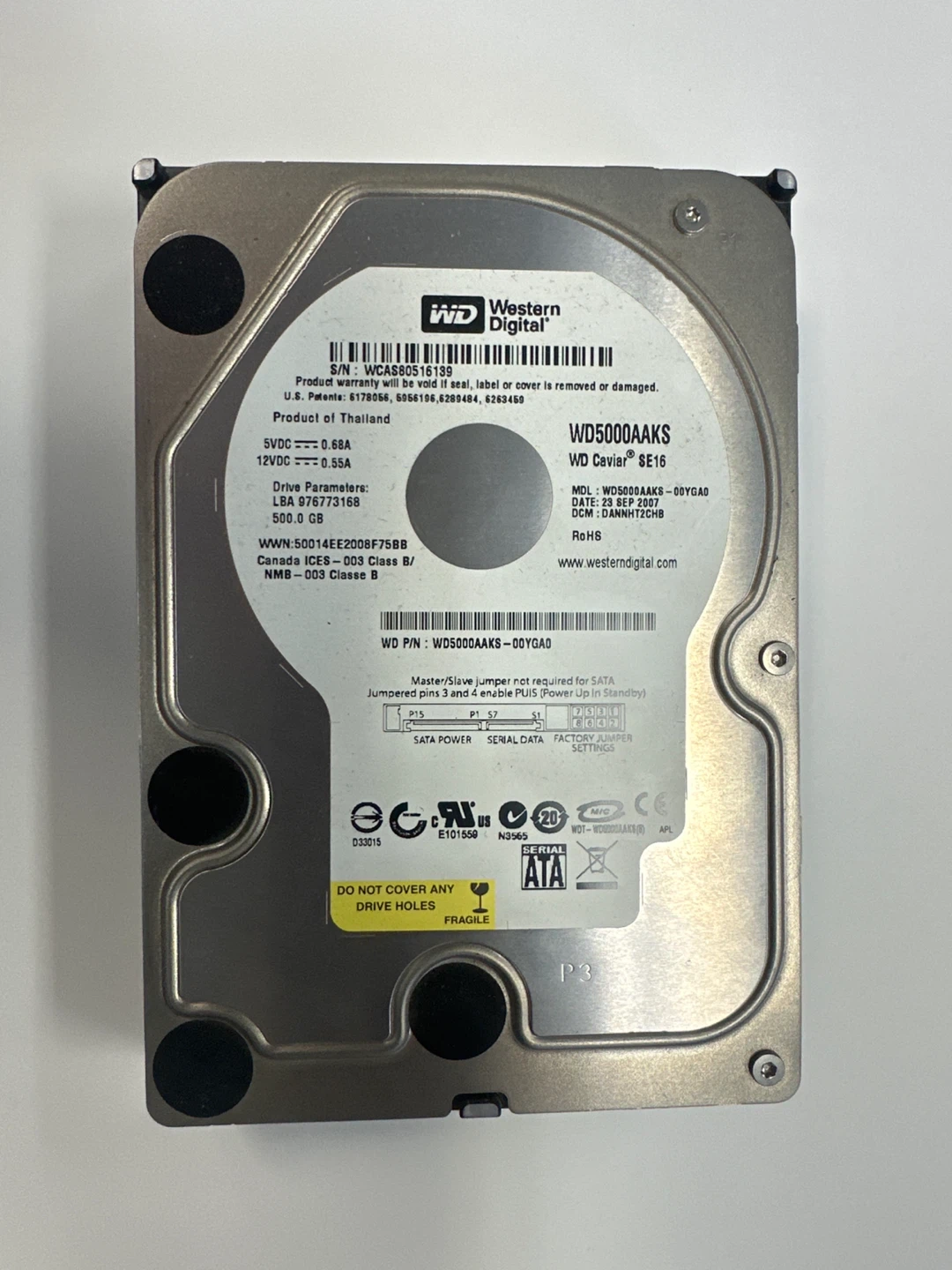 Western Digital WD 5000AAKS 500GB Internal Hard Drive