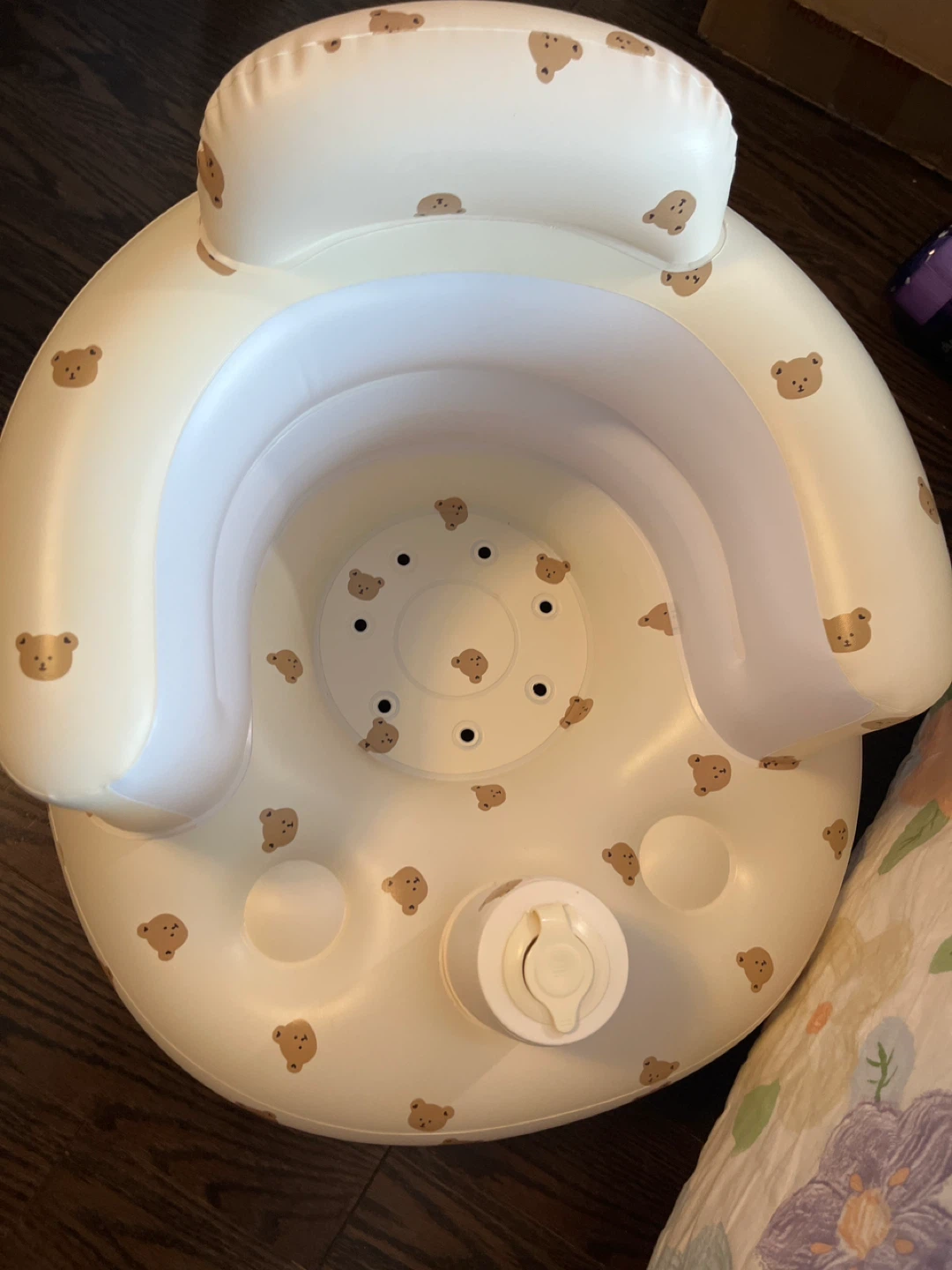 Inflatable Baby Bath Seat with Teddy Bear Print