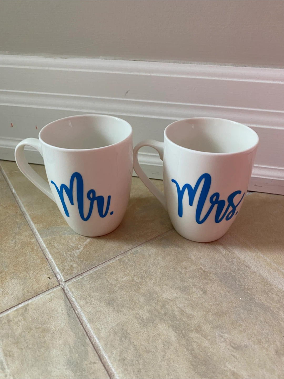 Mr. and Mrs. Coffee Mugs - White Ceramic