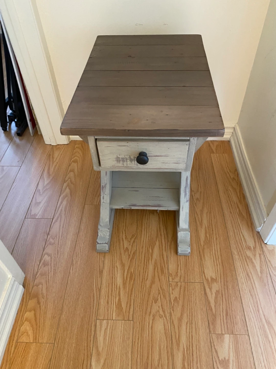 Distressed Wood End Table with Drawer