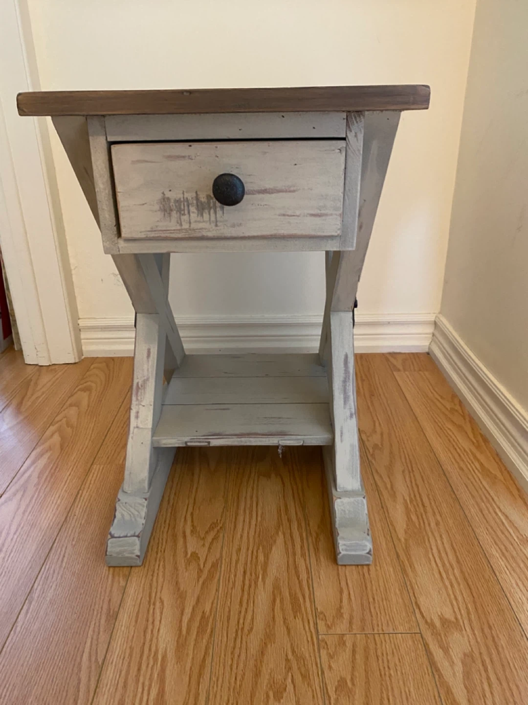 Distressed Wood End Table with Drawer - photo 3