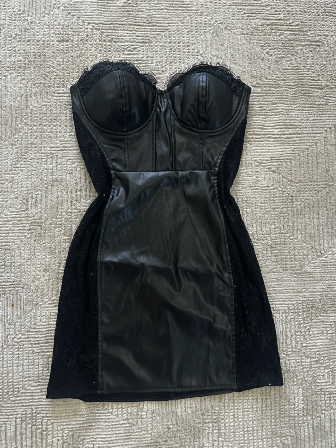 New Fashion Nova Faux Leather and Lace Corset Dress