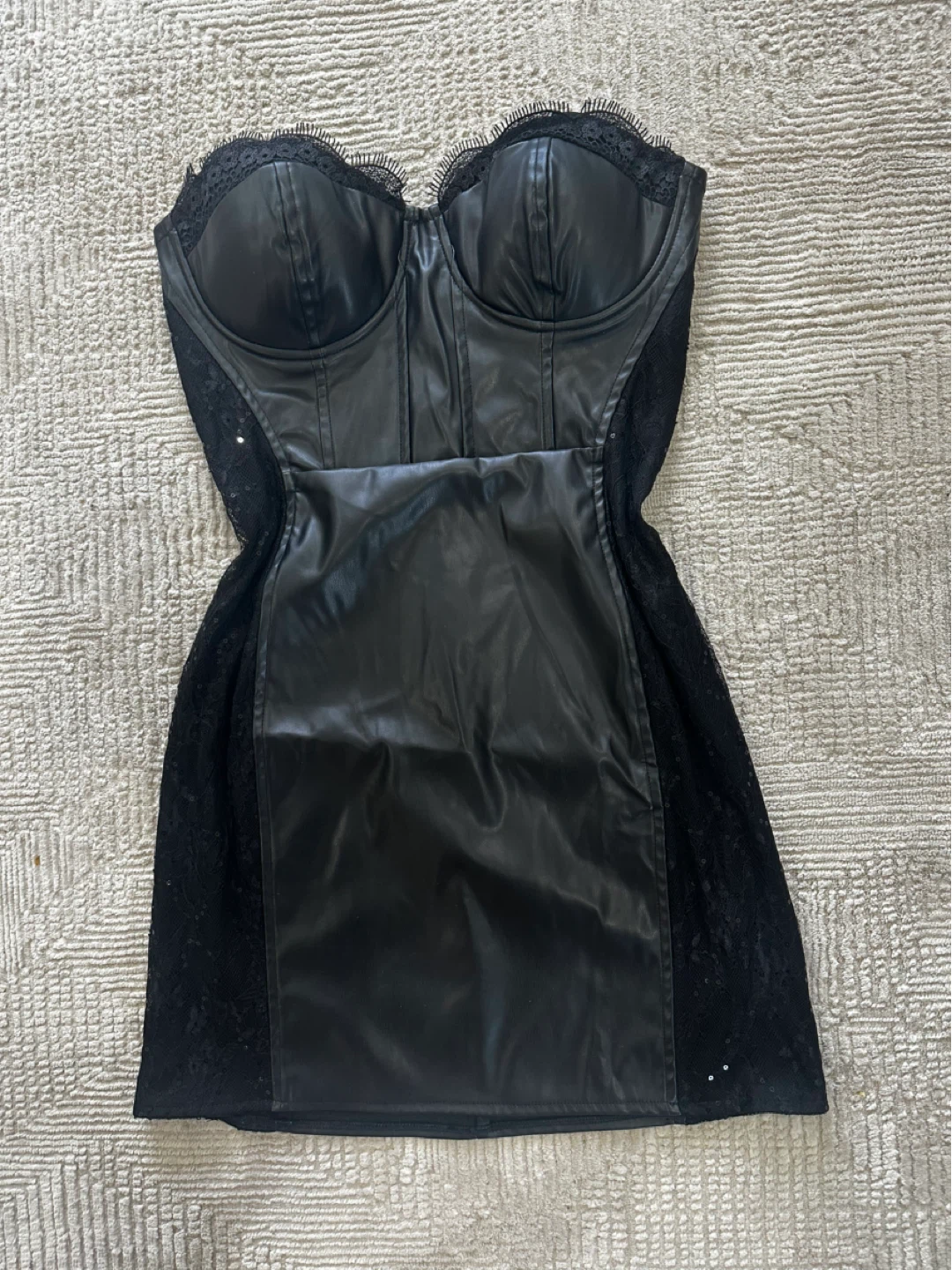 New Fashion Nova Faux Leather and Lace Corset Dress - photo 2