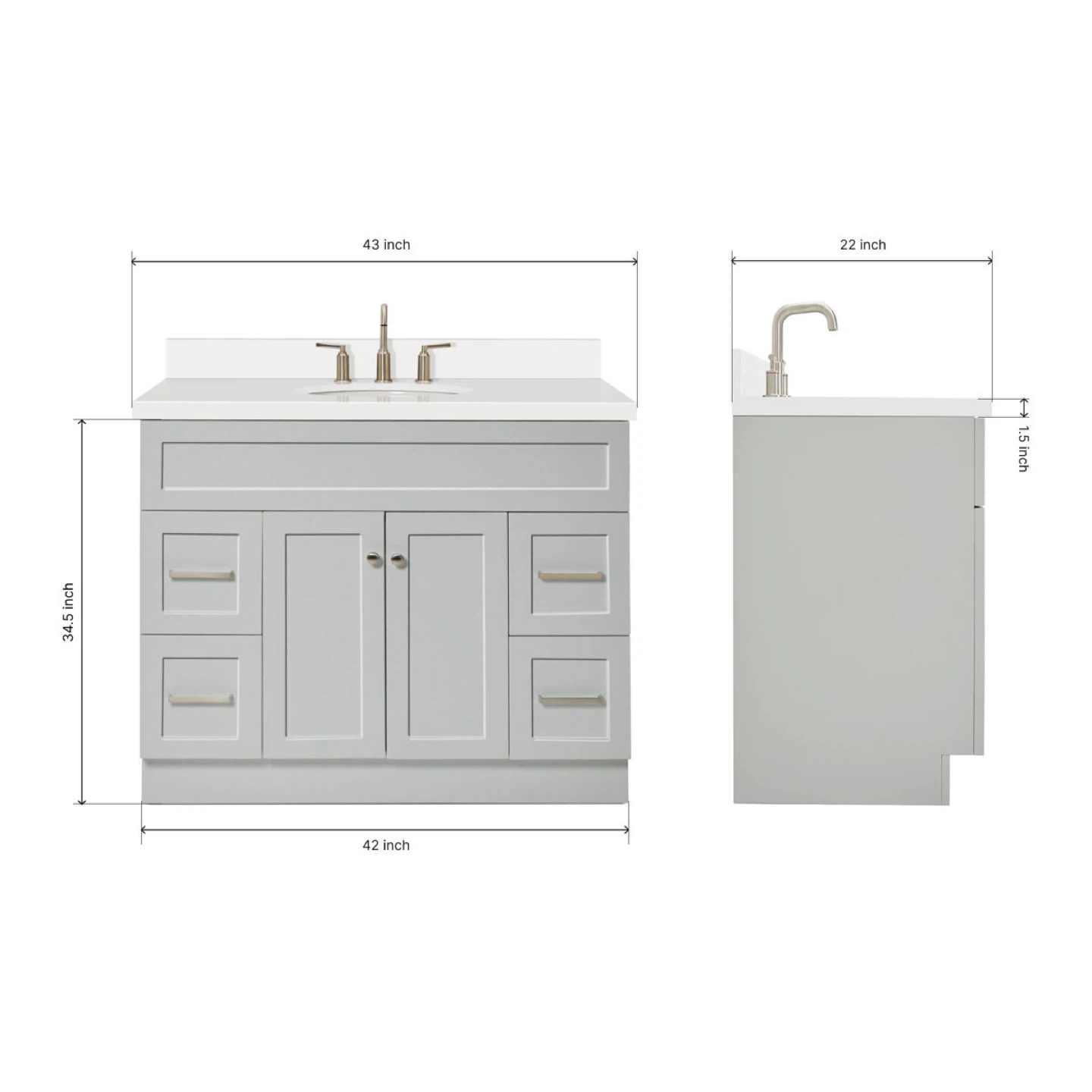 43 Inch Bathroom Vanity with Sink and Faucet - photo 2