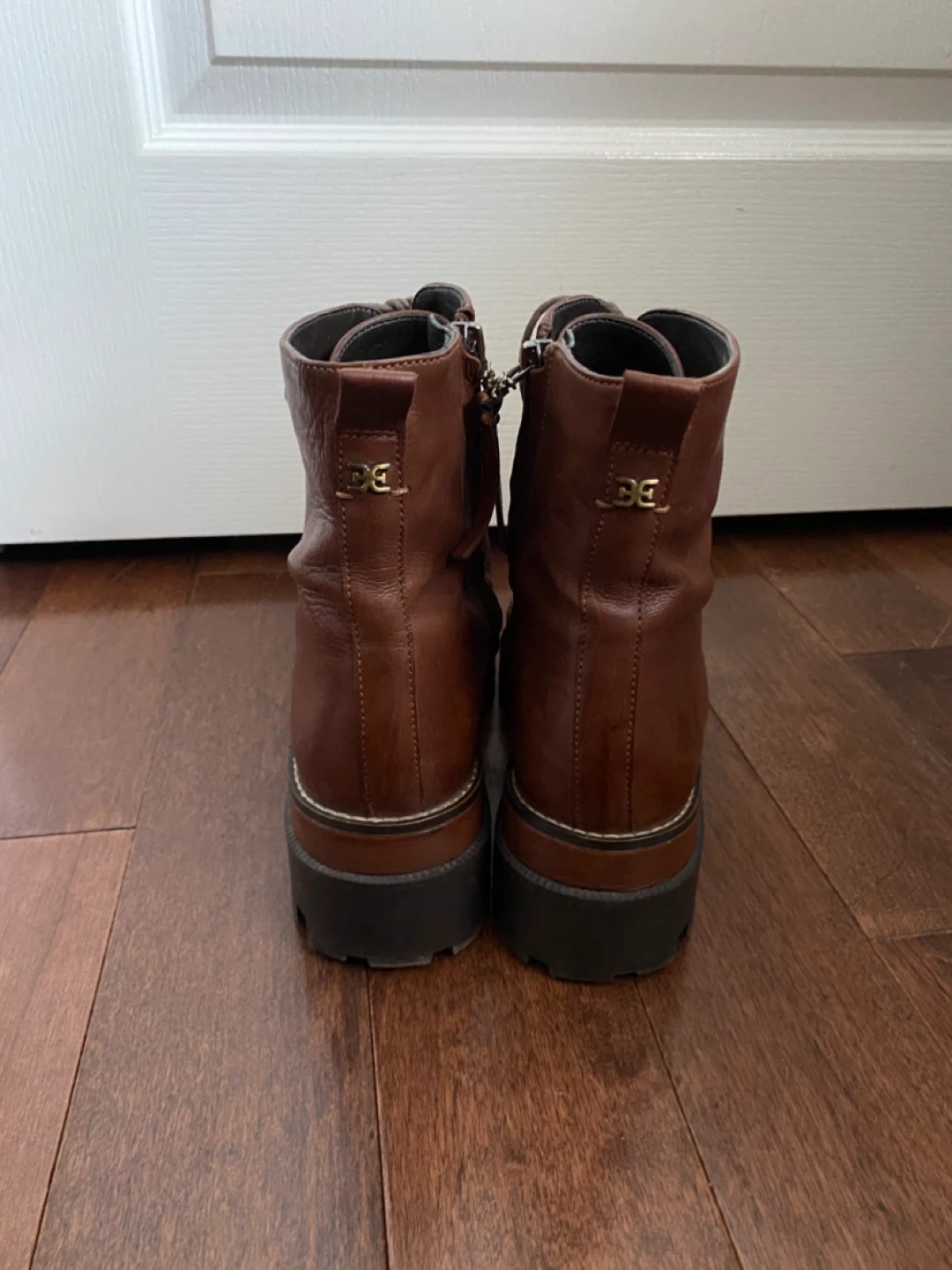 Brown Leather Lace-Up Combat Boots - photo 3
