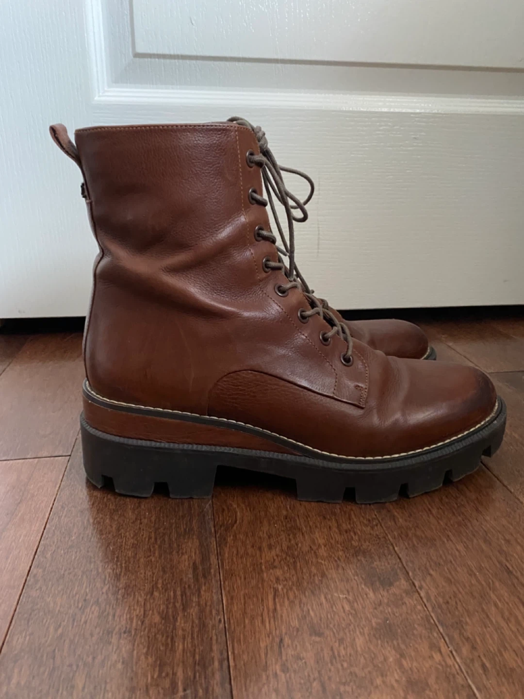 Brown Leather Lace-Up Combat Boots - photo 5