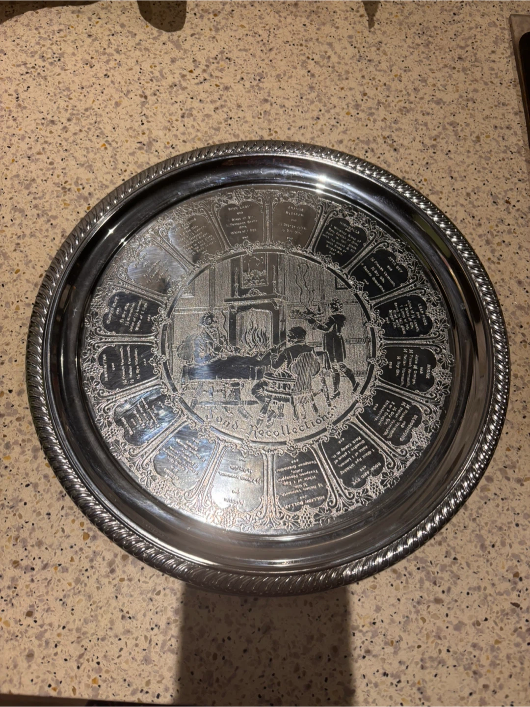 Silver plate Decorative Tray "Fond ' Recollections"