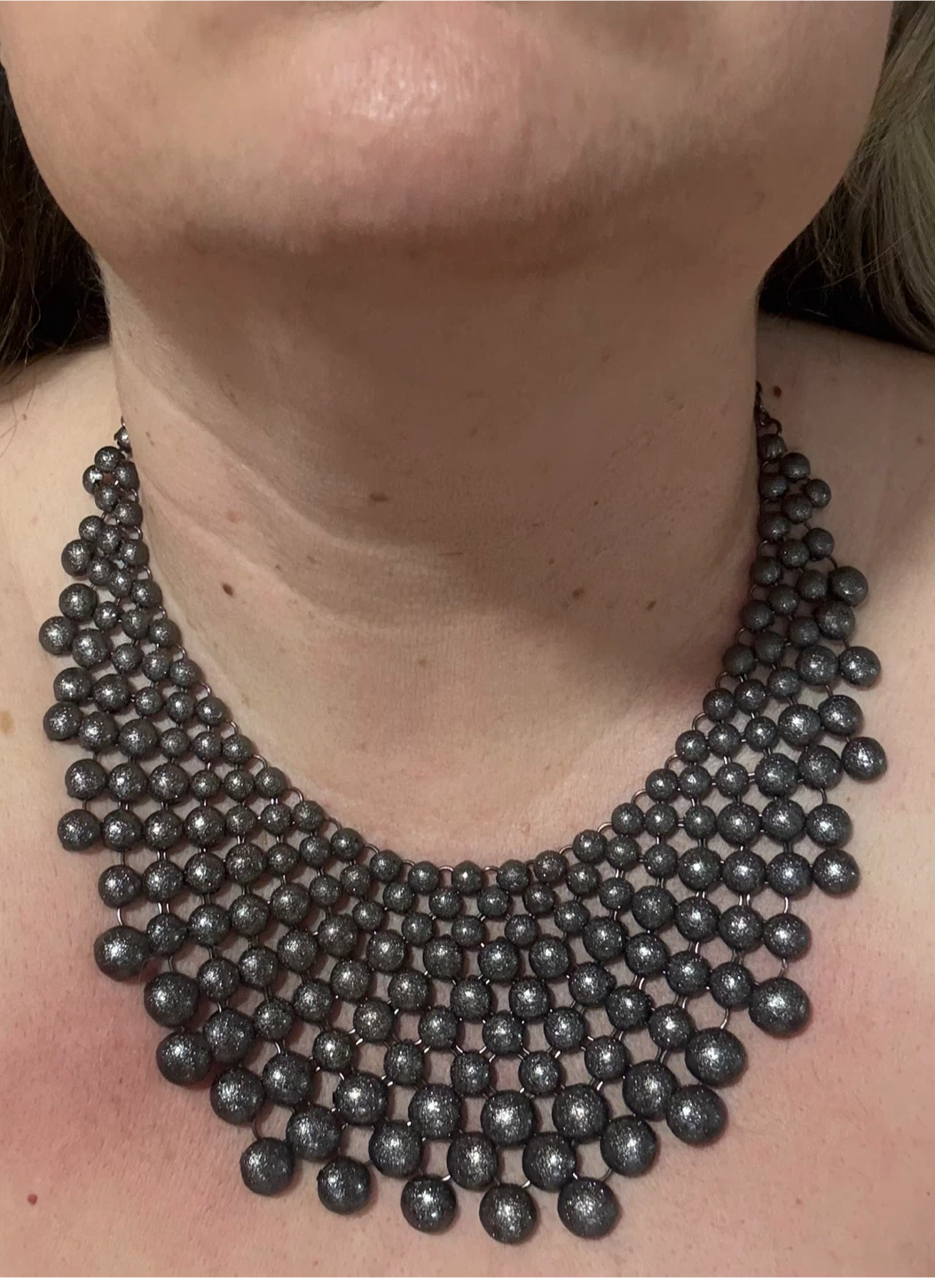 Dark Grey sparkly Beaded Statement Necklace