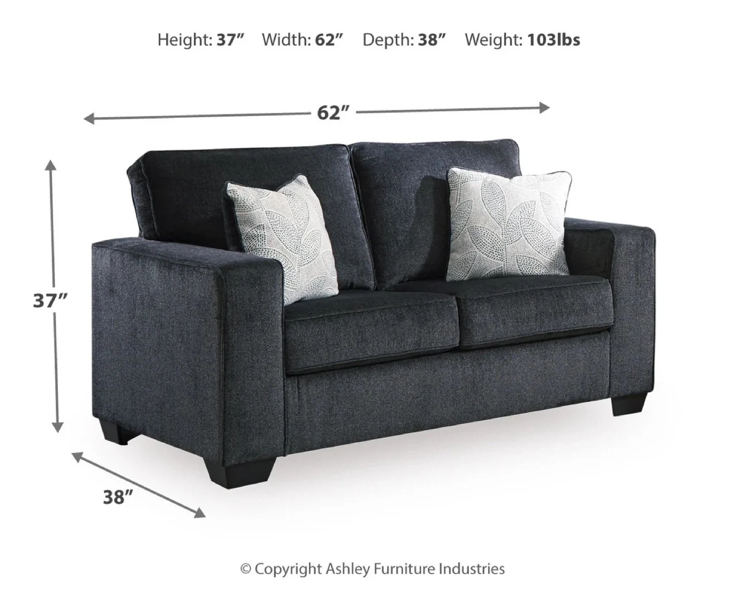 Dark Grey Loveseat Sofa