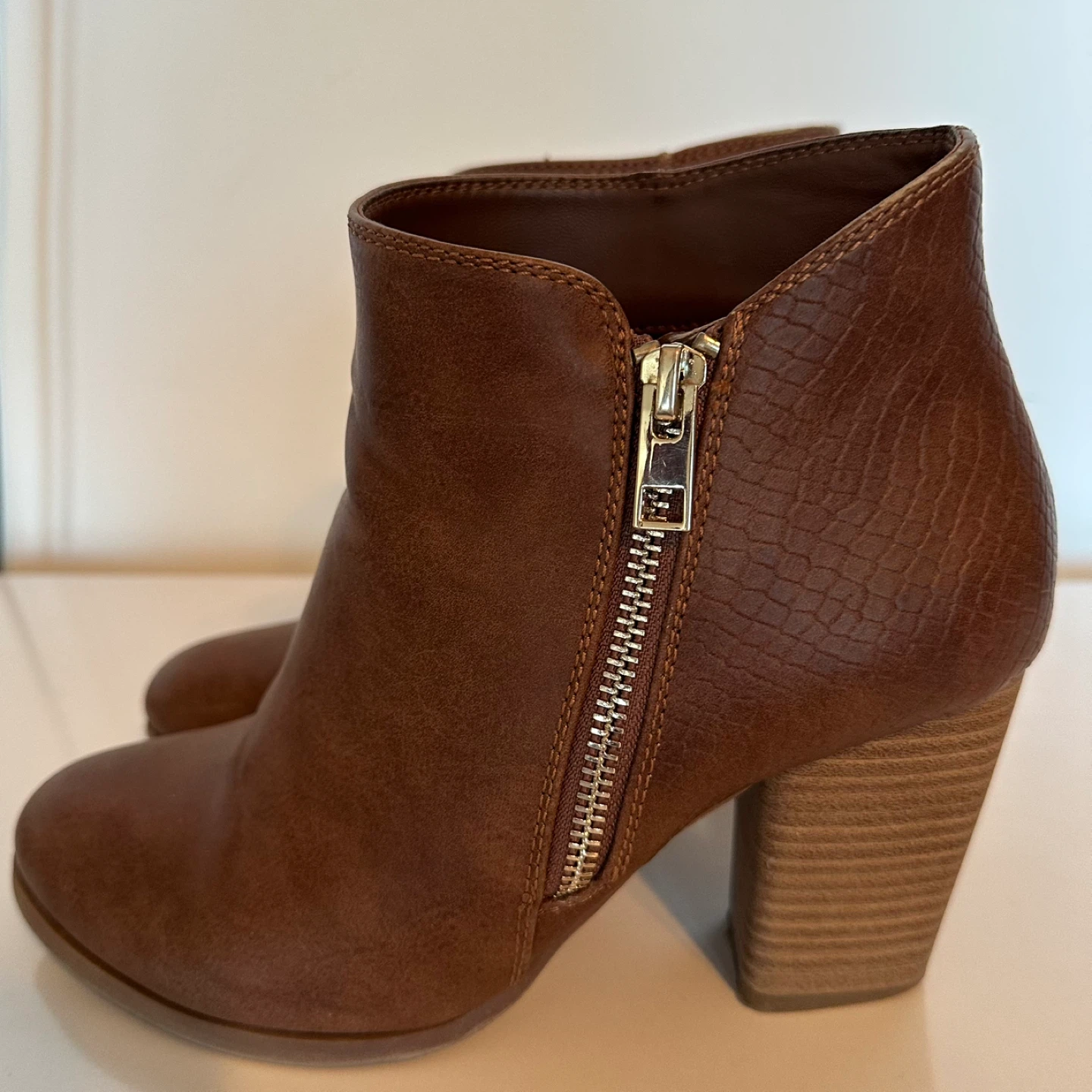 Brown Faux Leather Ankle Boots - photo 3