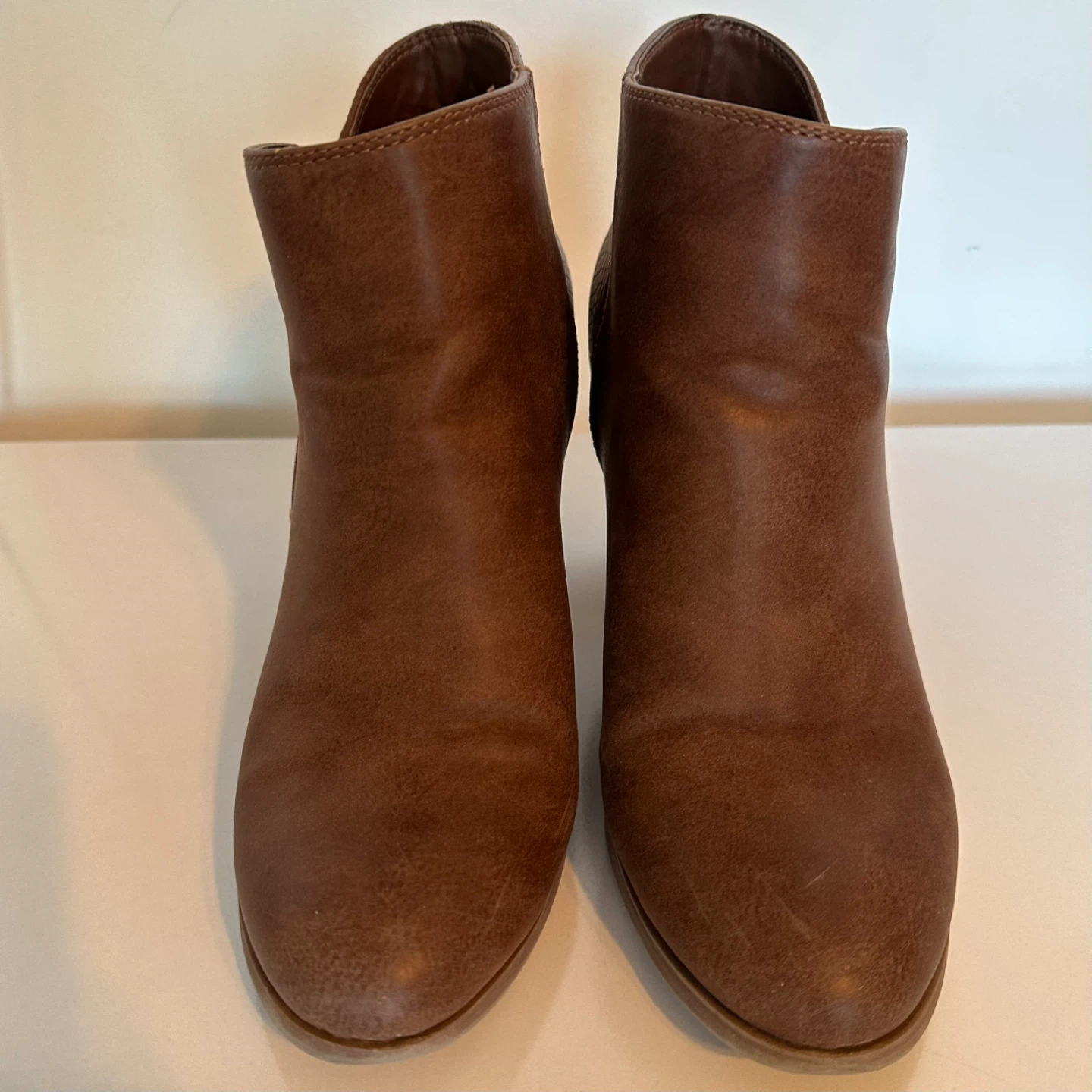 Brown Faux Leather Ankle Boots