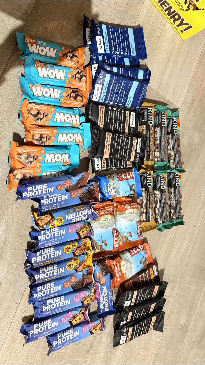 Pure Protein, RXBAR, Kind, Clif, WOW, MOM