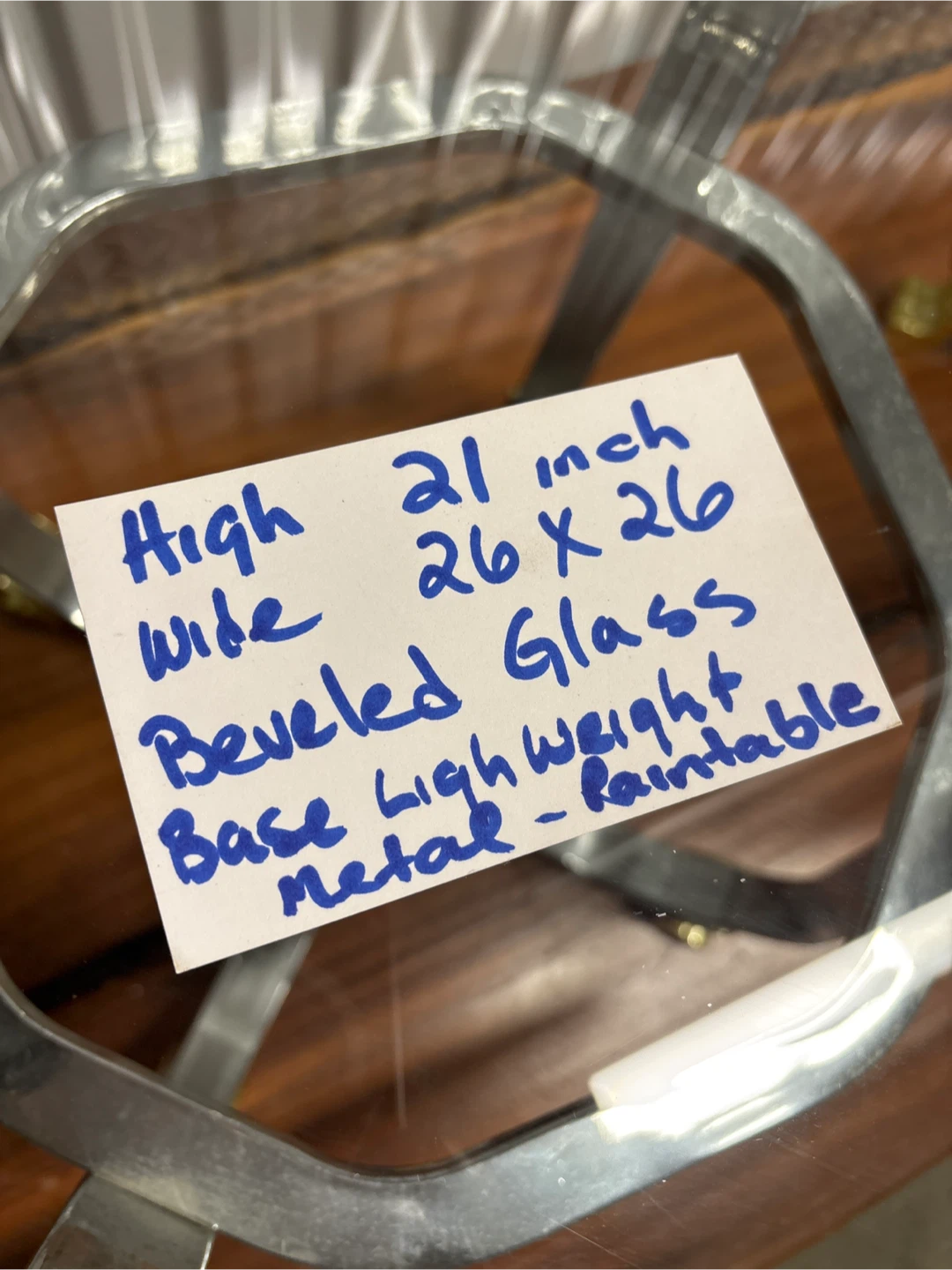 Glass Top Side Table with Metal Base - photo 4