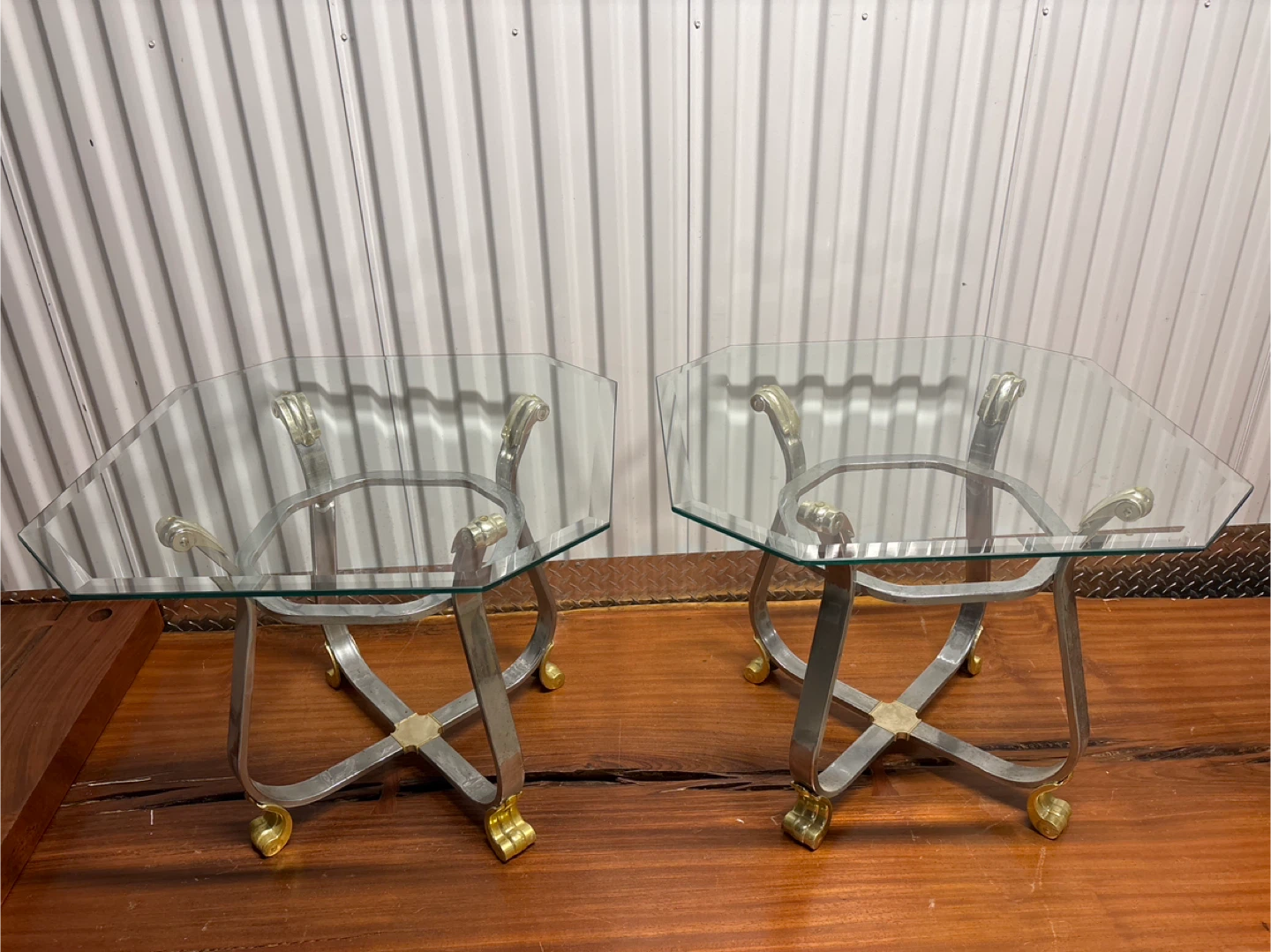 Glass Top Side Table with Metal Base