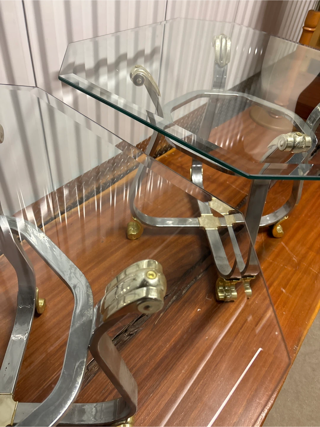 Glass Top Side Table with Metal Base - photo 2