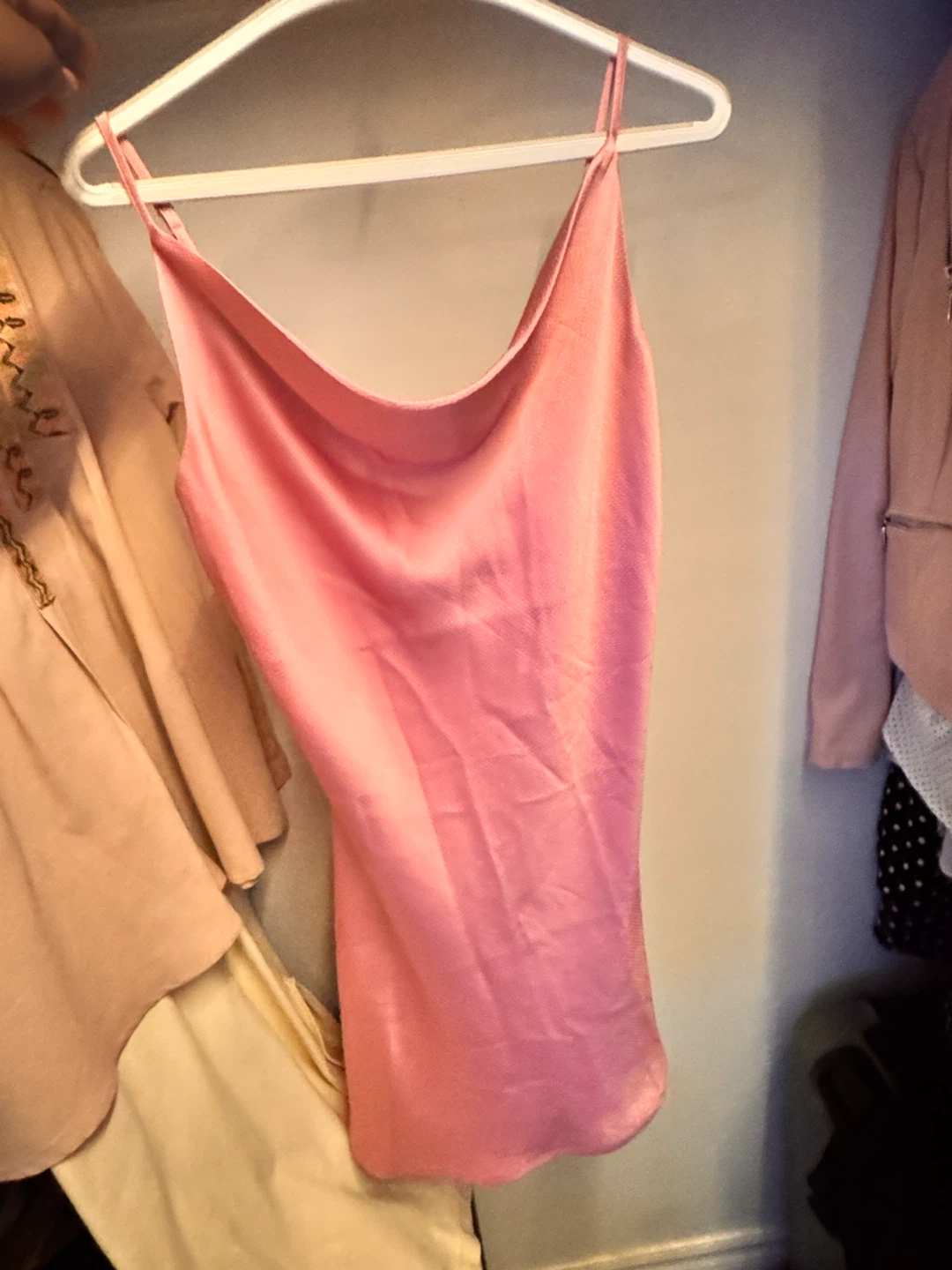 Pink satin slip dress - Size M