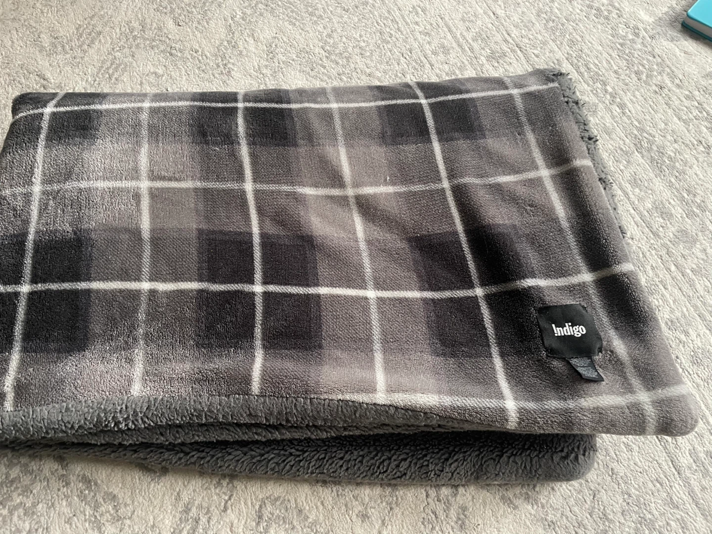 Indigo Plaid Fleece Blanket/throw.