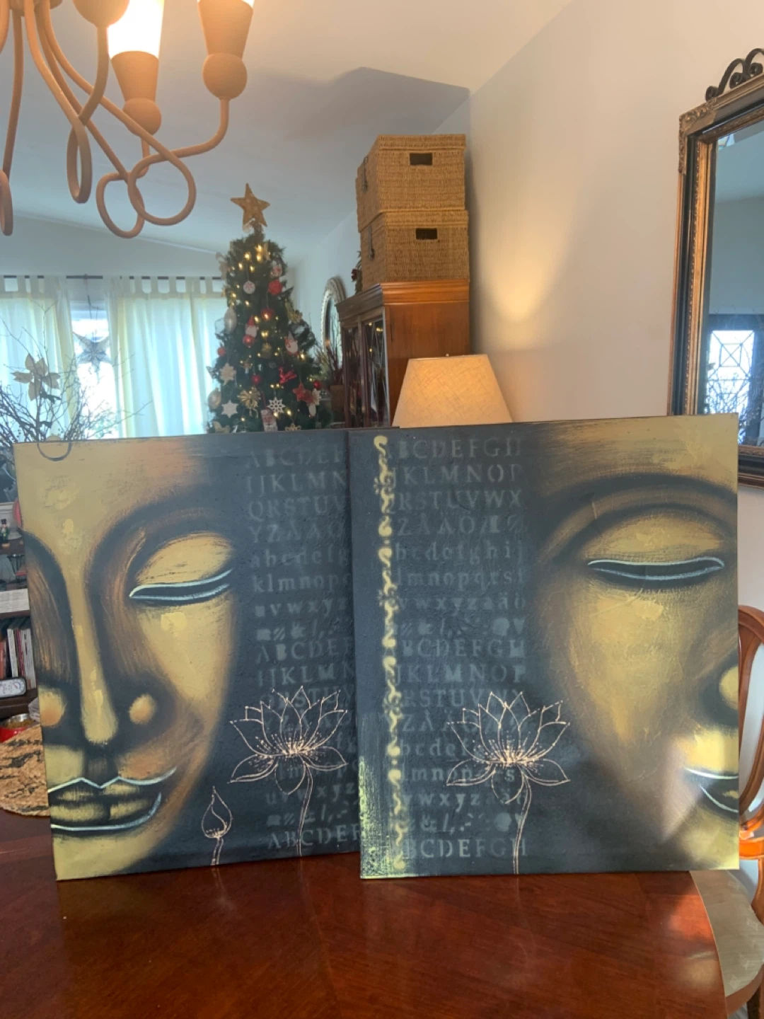 LARGE SET OF 2 ‘ BUDDA WALL ART ‘ ON CANVAS - photo 5