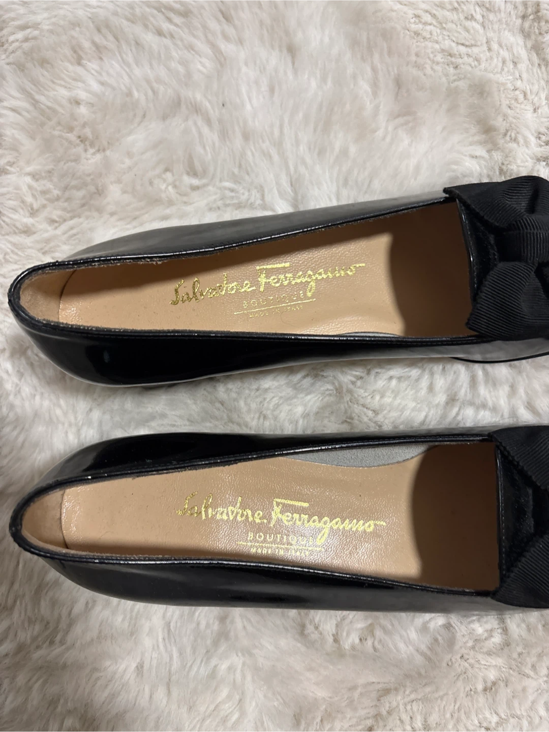 Salvatore Ferragamo Black Patent Leather Bow Loafers - photo 5