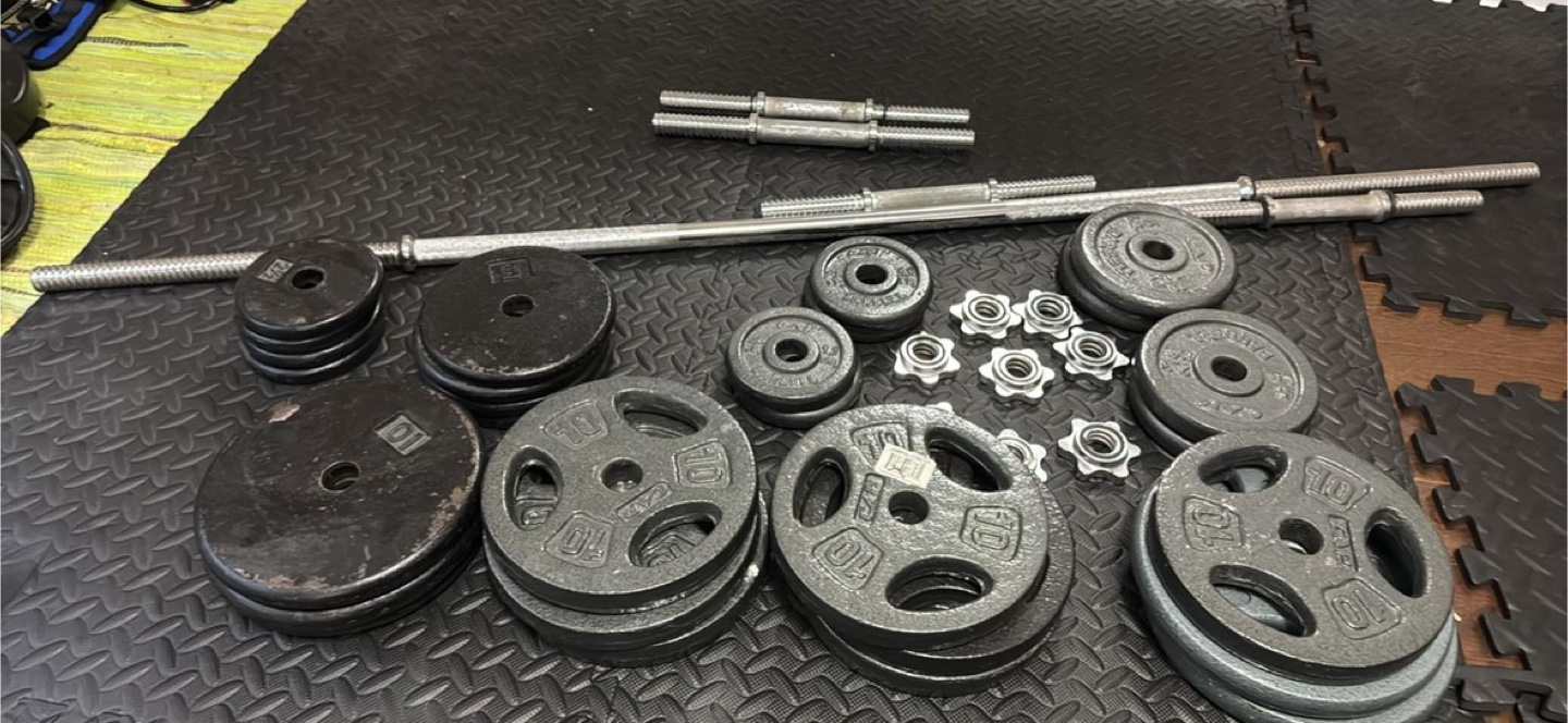 175 Ibs Weights + Barbell and Dumbbell Set
