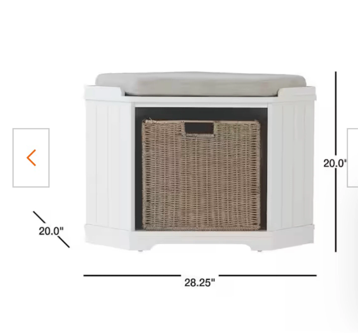 Corner Storage Bench Seat with Wicker Basket - photo 2