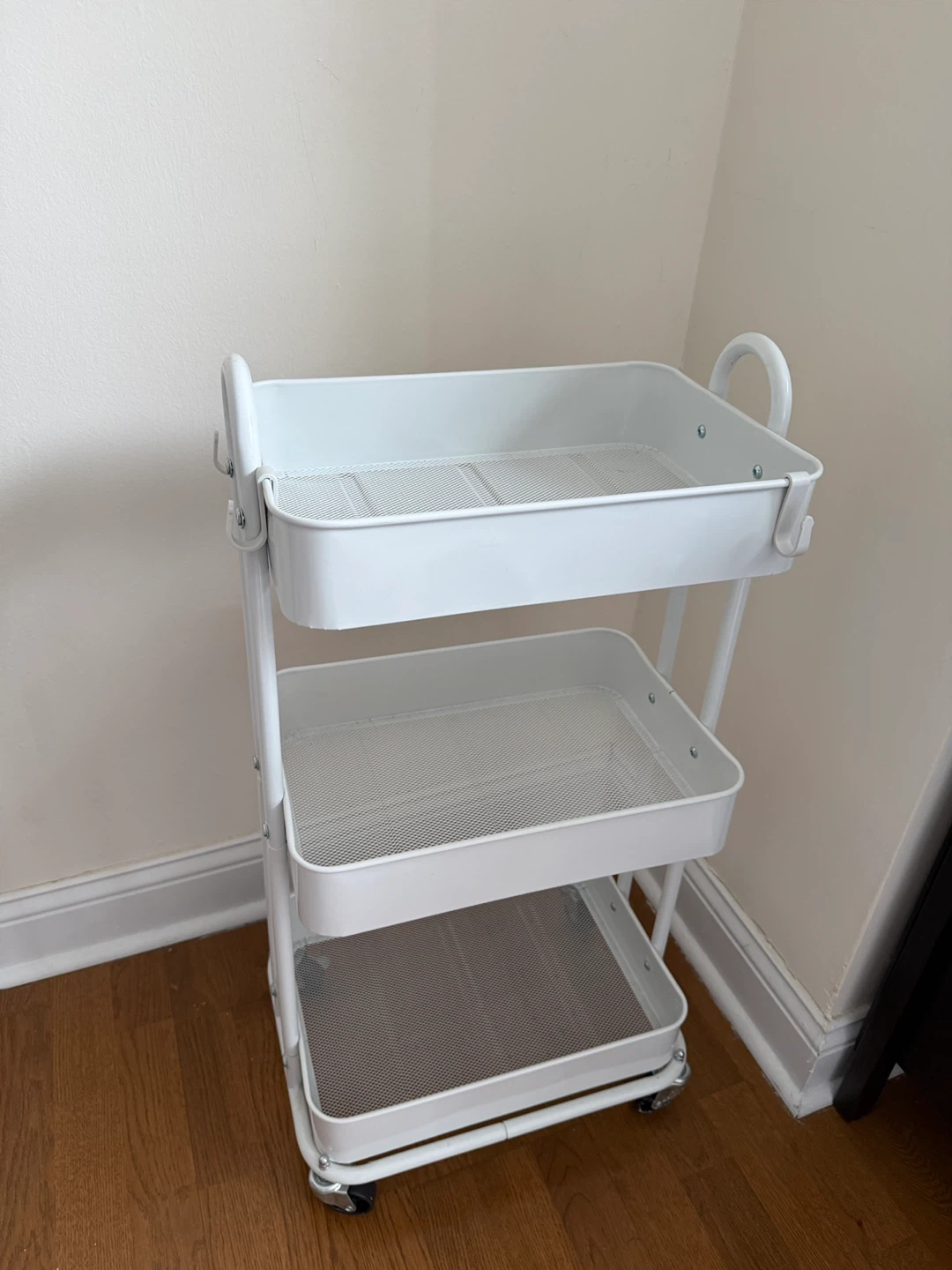 White 3-Tier Rolling Utility Cart