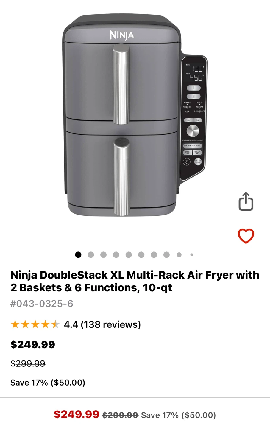 Ninja DoubleStack XL Air Fryer w 2 Baskets & 6 Functions - photo 2