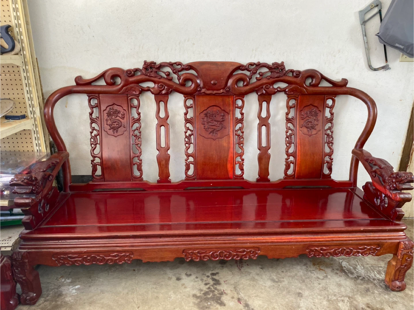 Ornate Carved Wood Sofa and Chairs Set