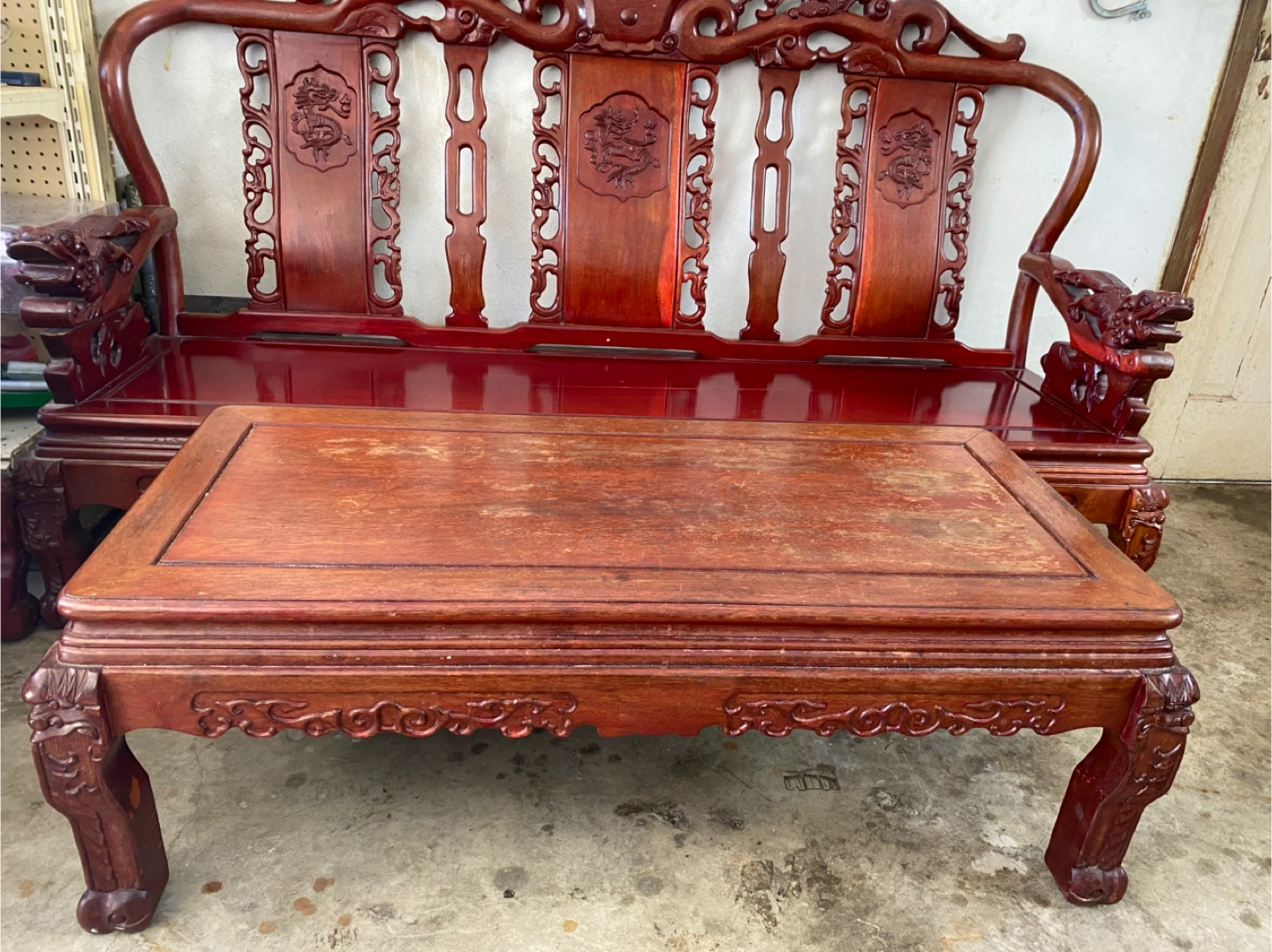 Ornate Carved Wood Sofa and Chairs Set - photo 2