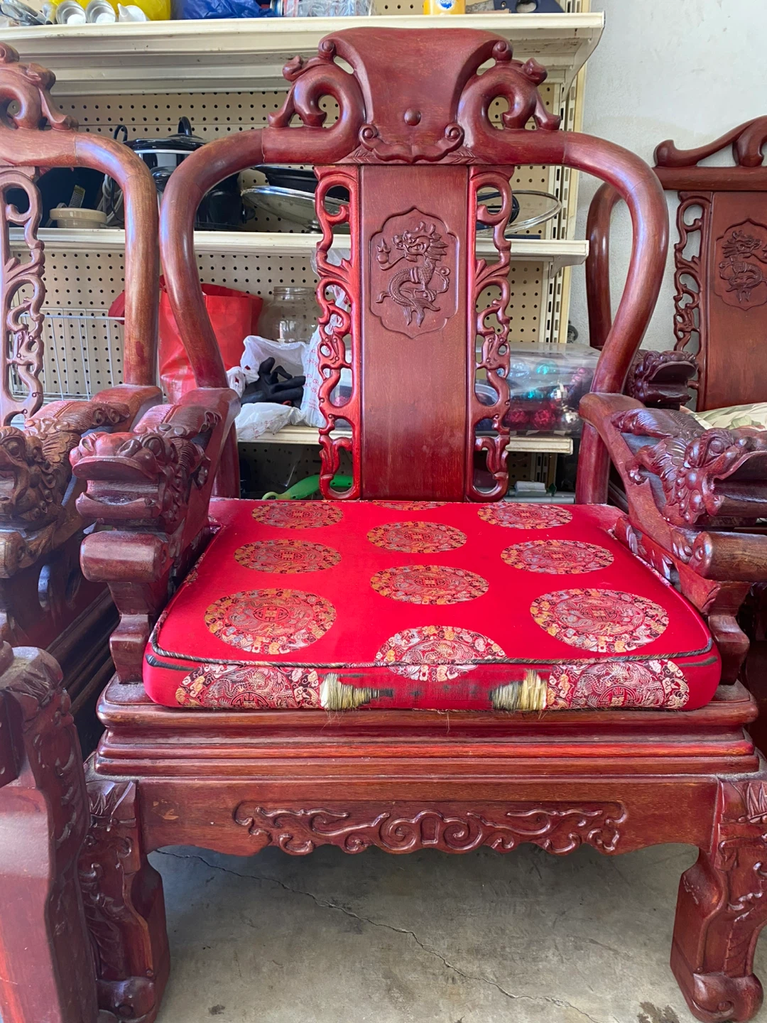 Ornate Carved Wood Sofa and Chairs Set - photo 4