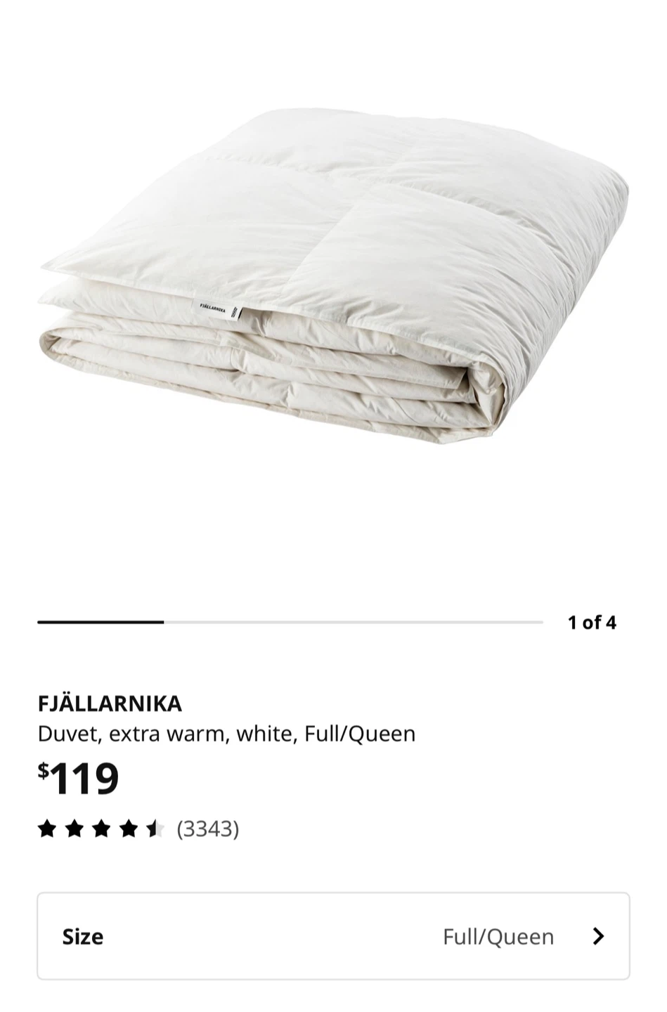 IKEA FJÄLLARNIKA Duvet, Extra Warm, Full/Queen
