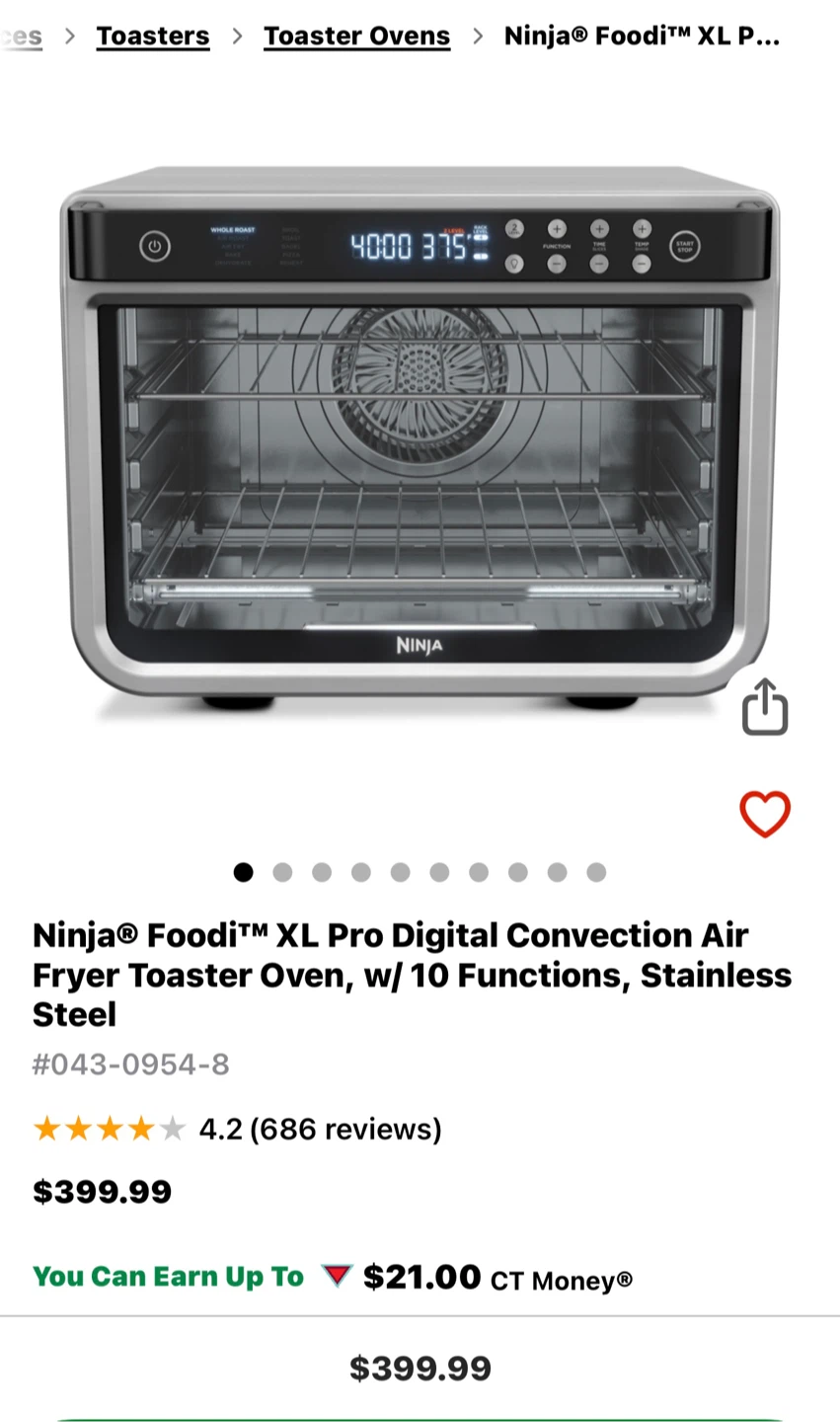 Ninja Foodi XL Pro Air Fryer Toaster Oven Stainless Steel - photo 2