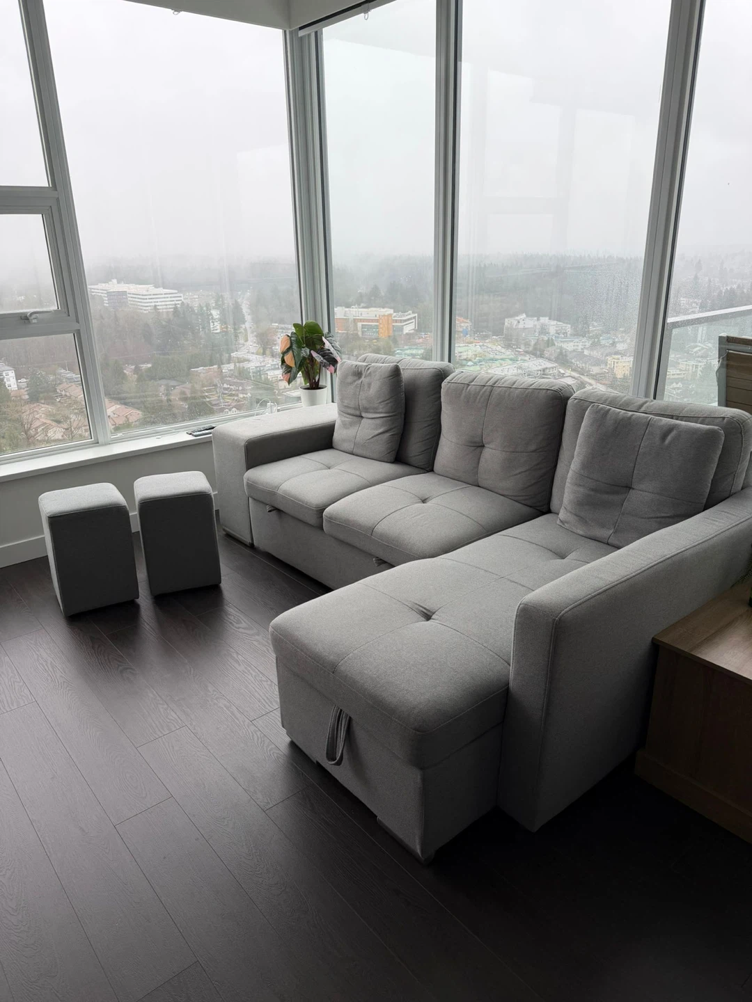 Grey Sectional Sofa with Storage Ottoman - photo 2