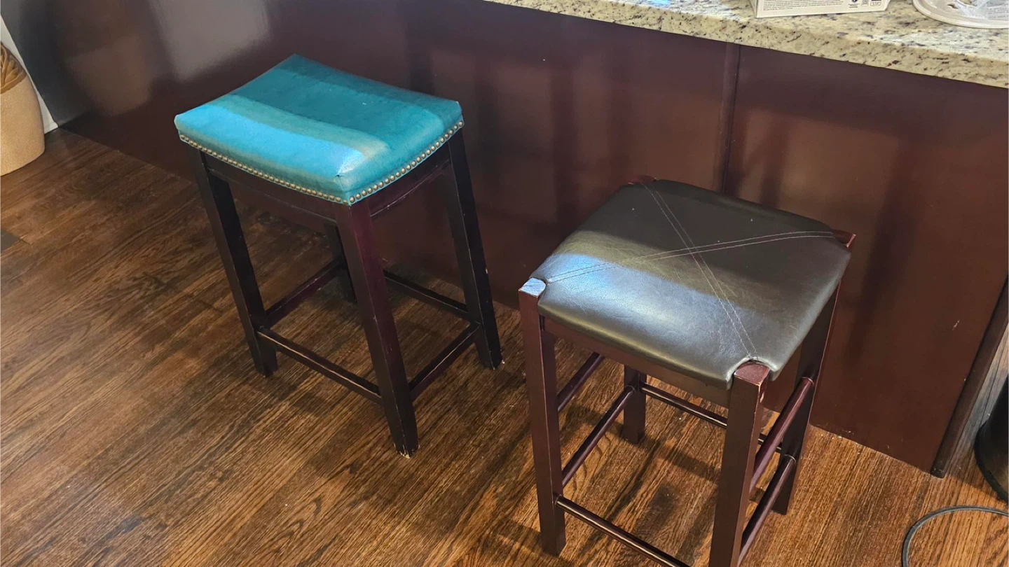 2 Counter Height Stools - Teal and Brown