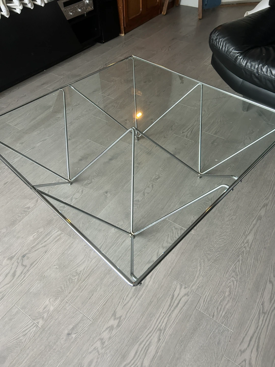 Glass Top Coffee Table with Chrome Base
