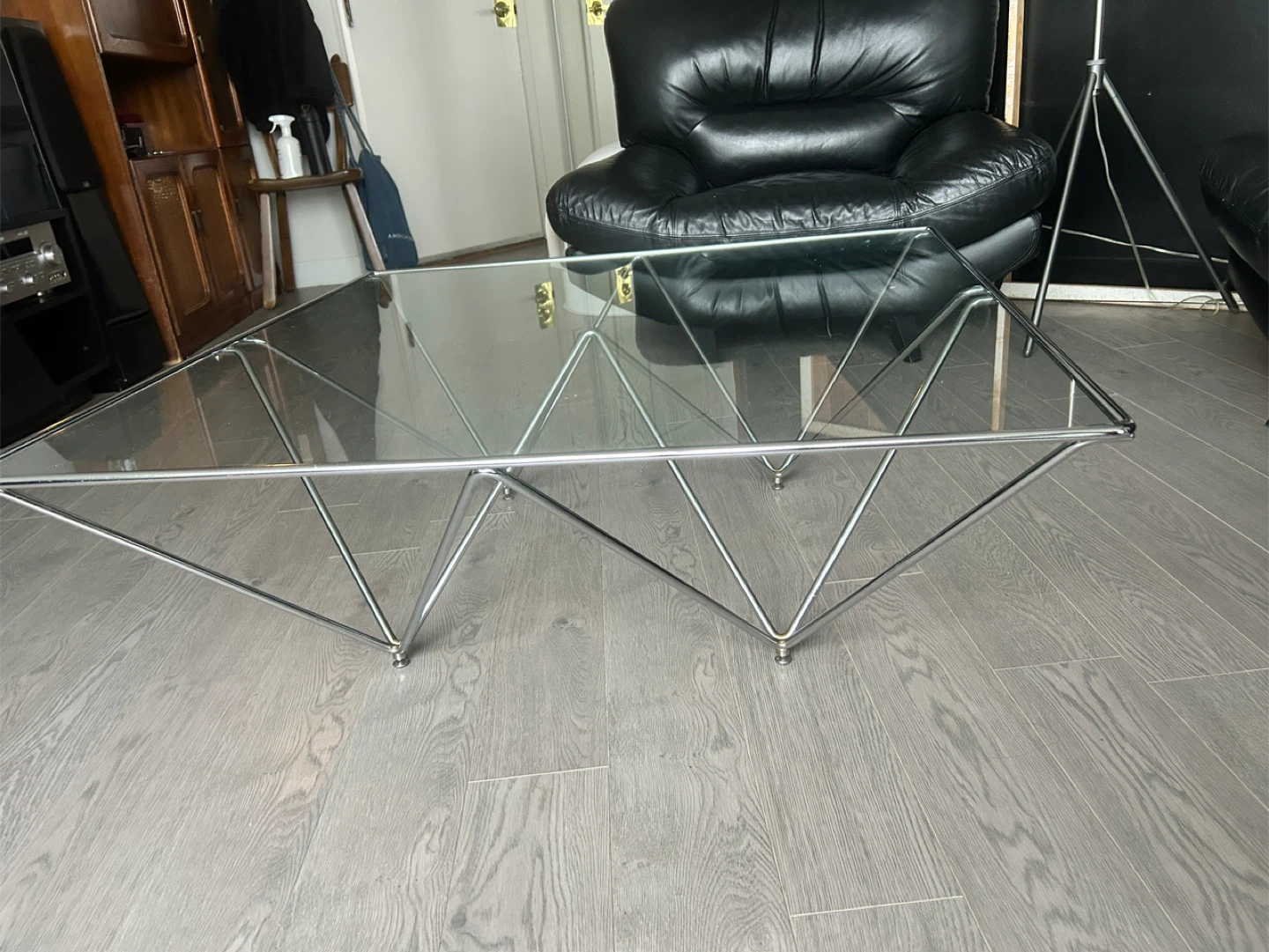 Glass Top Coffee Table with Chrome Base - photo 2