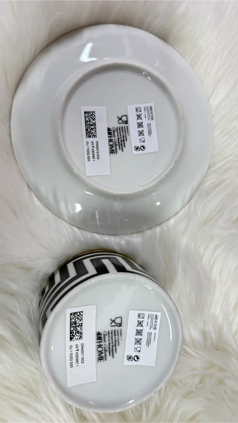 H&M Home Geometric Black and White Cup and Saucer Set - photo 3