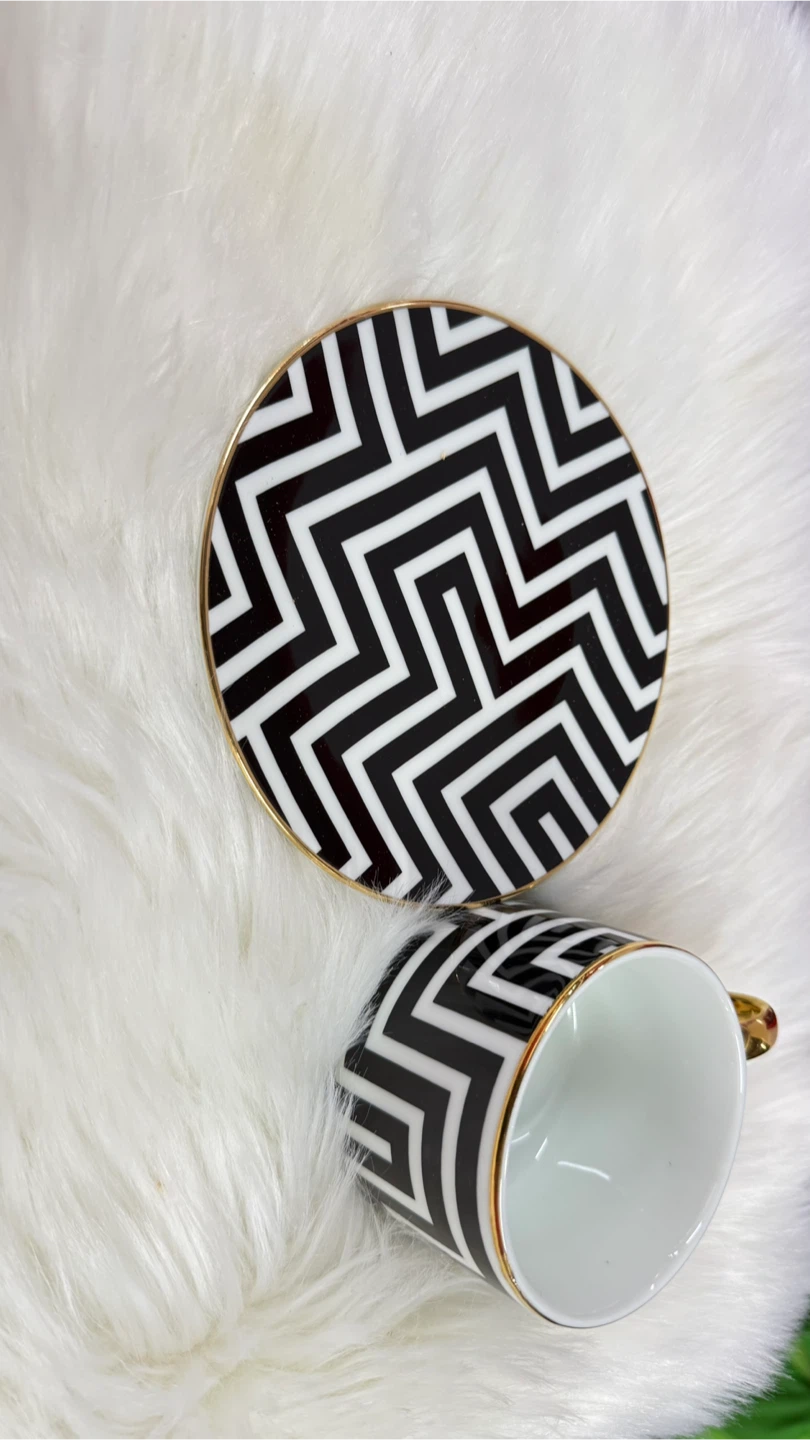H&M Home Geometric Black and White Cup and Saucer Set - photo 4