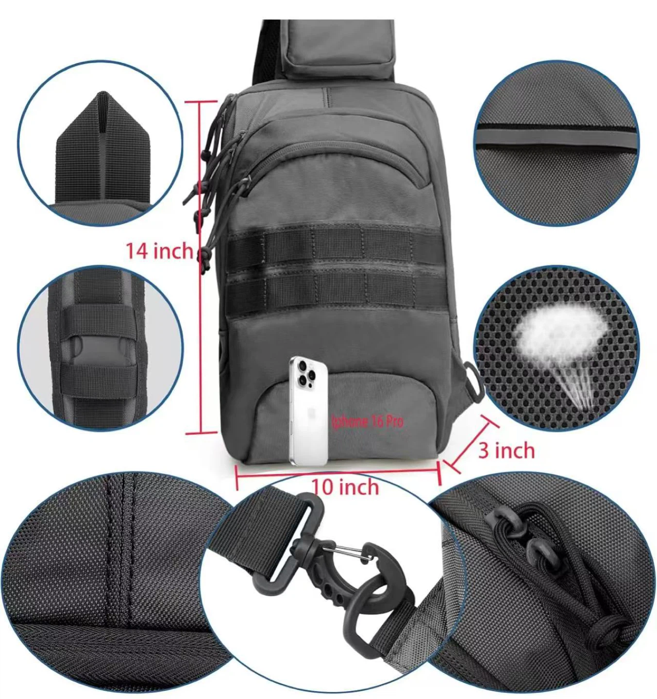 Waterproof Sling Bag with Utility Pocket - photo 2