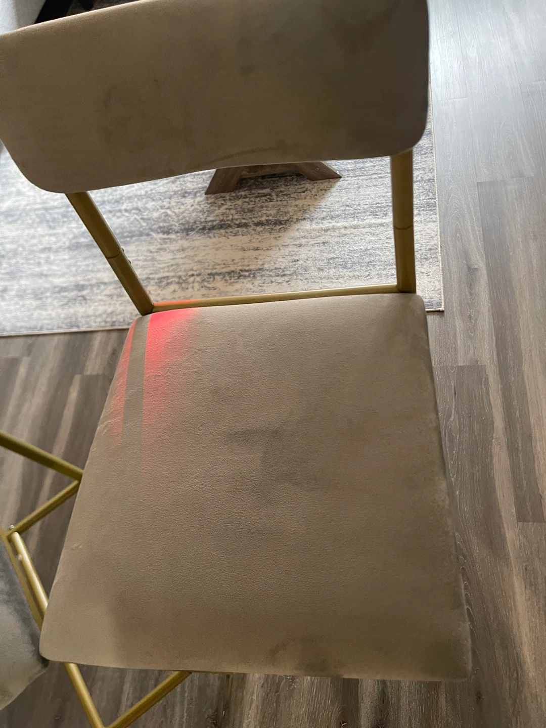 Set of 2 Gray Velvet Bar Stools with Gold Legs - photo 4