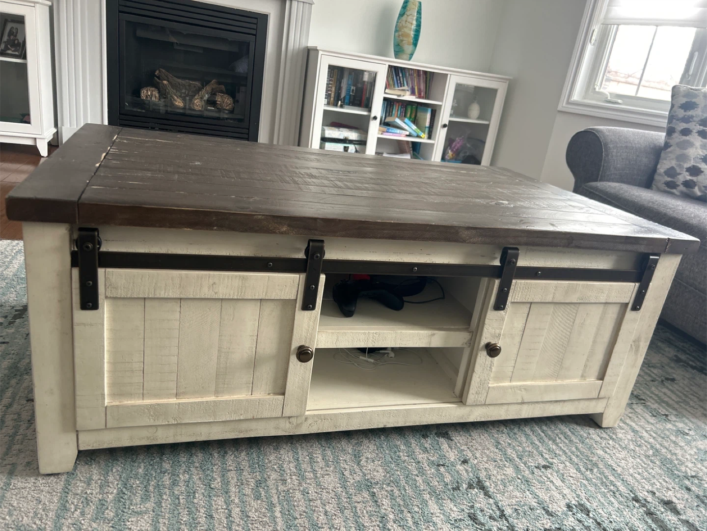 Farmhouse Sliding Barn Door Coffee Table